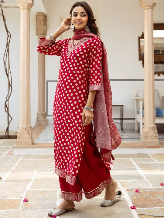Ishin Ethnic Motifs Printed Beads & stones Straight Kurta
