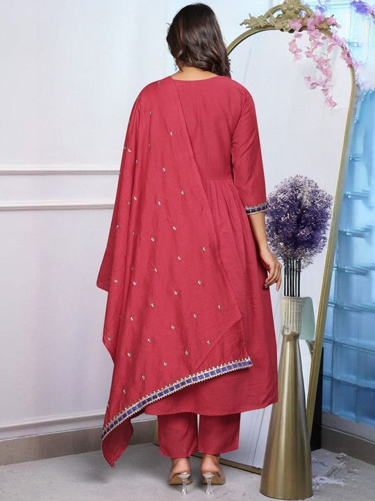 Floral Yoke Design Chinnon Anarkali Kurta