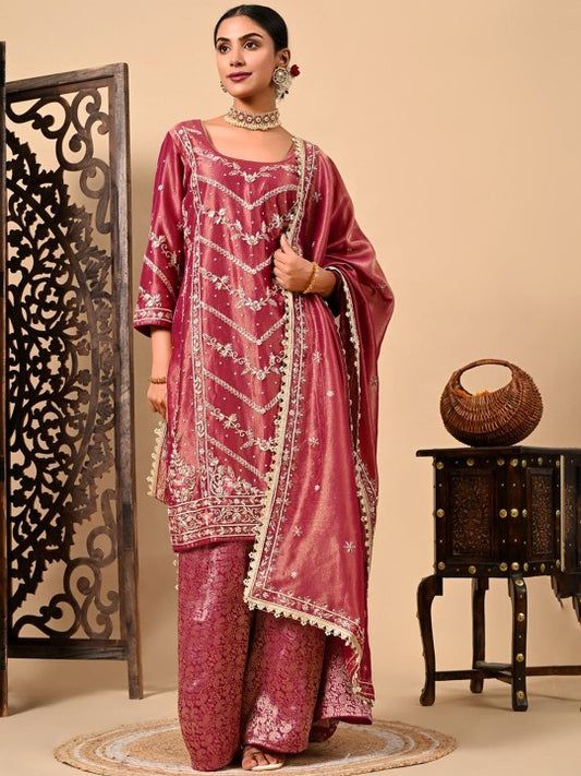ZARIKALI Floral Embroidered Zardozi Organza Kurta