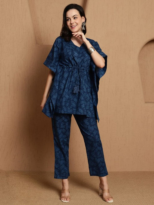 BANDIA Women Printed Kaftan With Trouser Set