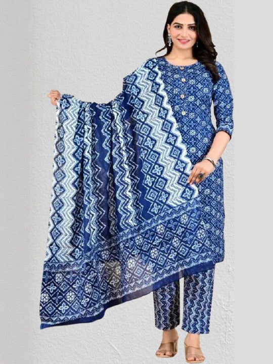 Vestimento Women Floral Printed Regular Pure Cotton Kurta With Trousers & Dupatta