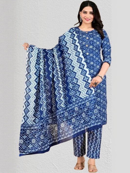Vestimento Women Floral Printed Regular Pure Cotton Kurta With Trousers & Dupatta
