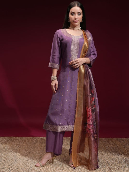 Vishudh Women Ethnic Motifs Regular Kurta With Trousers Dupatta