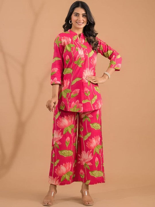 Printed Cotton Tunic With Palazzo Co-Ords