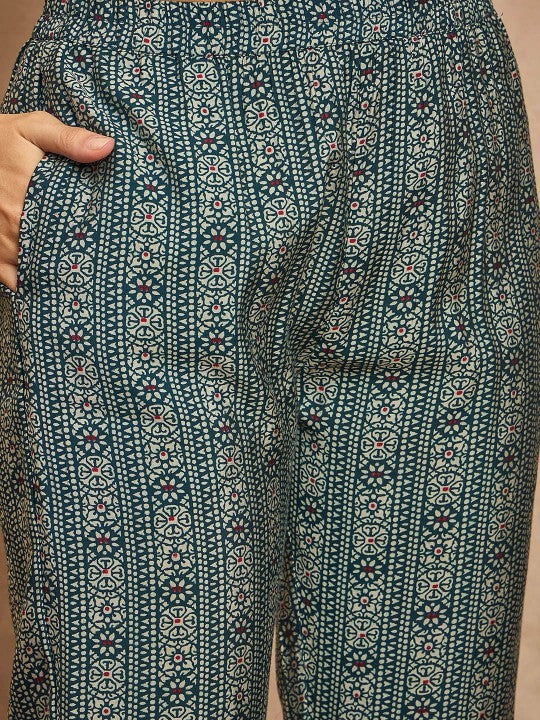 all about you Printed Sequinned Chanderi Silk A-Line Kurta