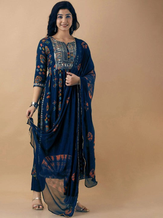 Anushansa Women Floral Embroidered Regular Sequinned Kurta