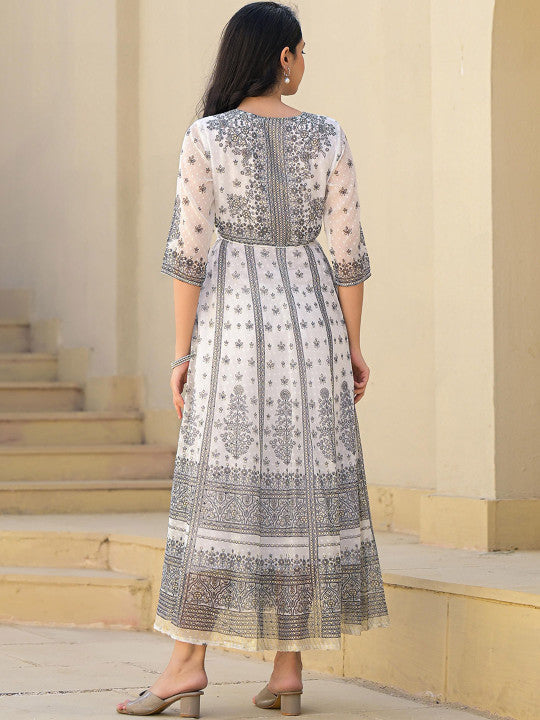 Printed Fit and Flare Midi Dress