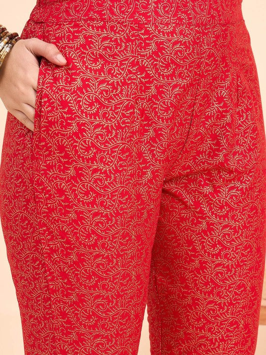 Anouk Ethnic Motifs Printed Kurta With Trousers & Dupatta
