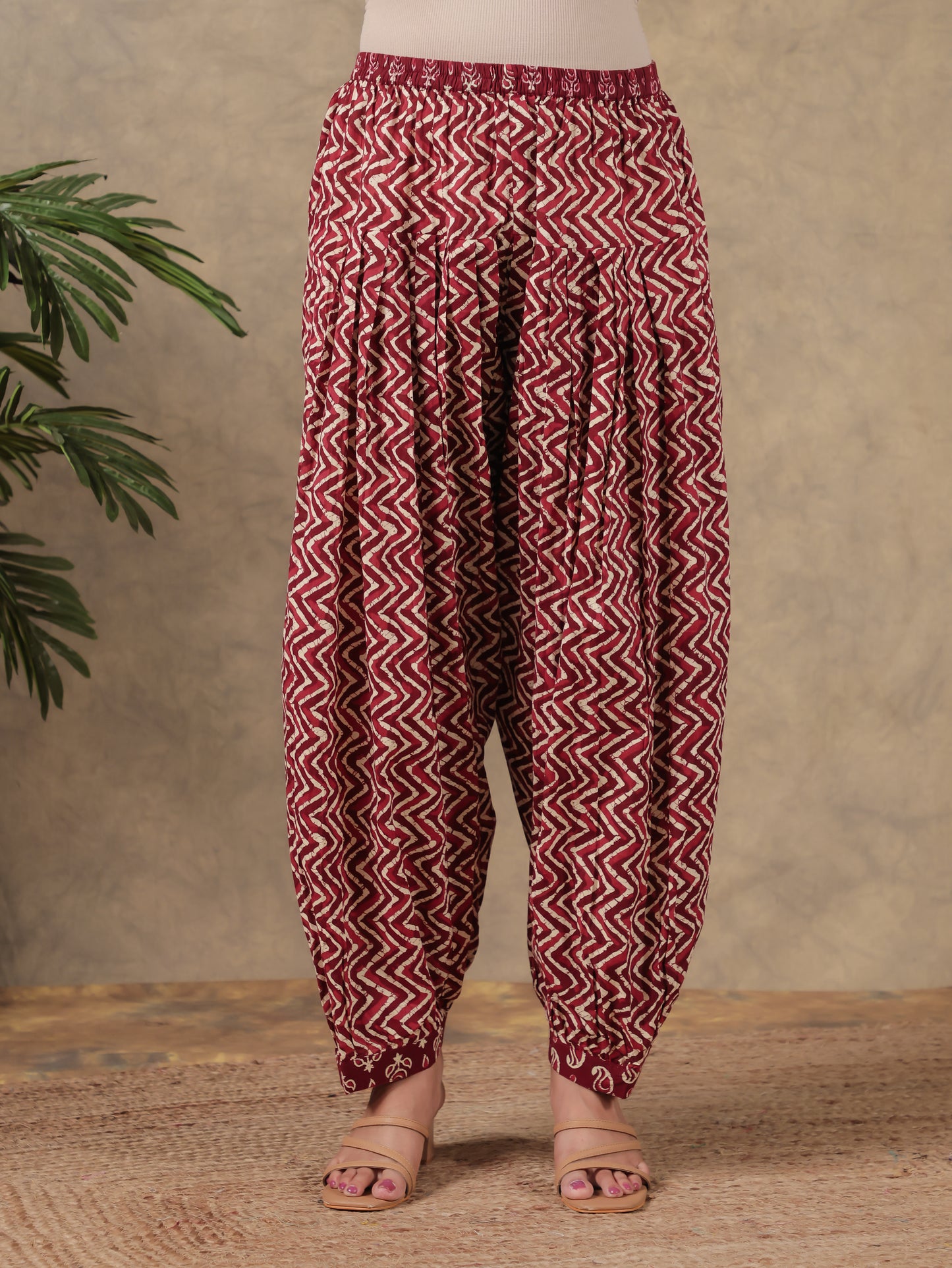 Soft Cotton Chevron Maroon Salwar
