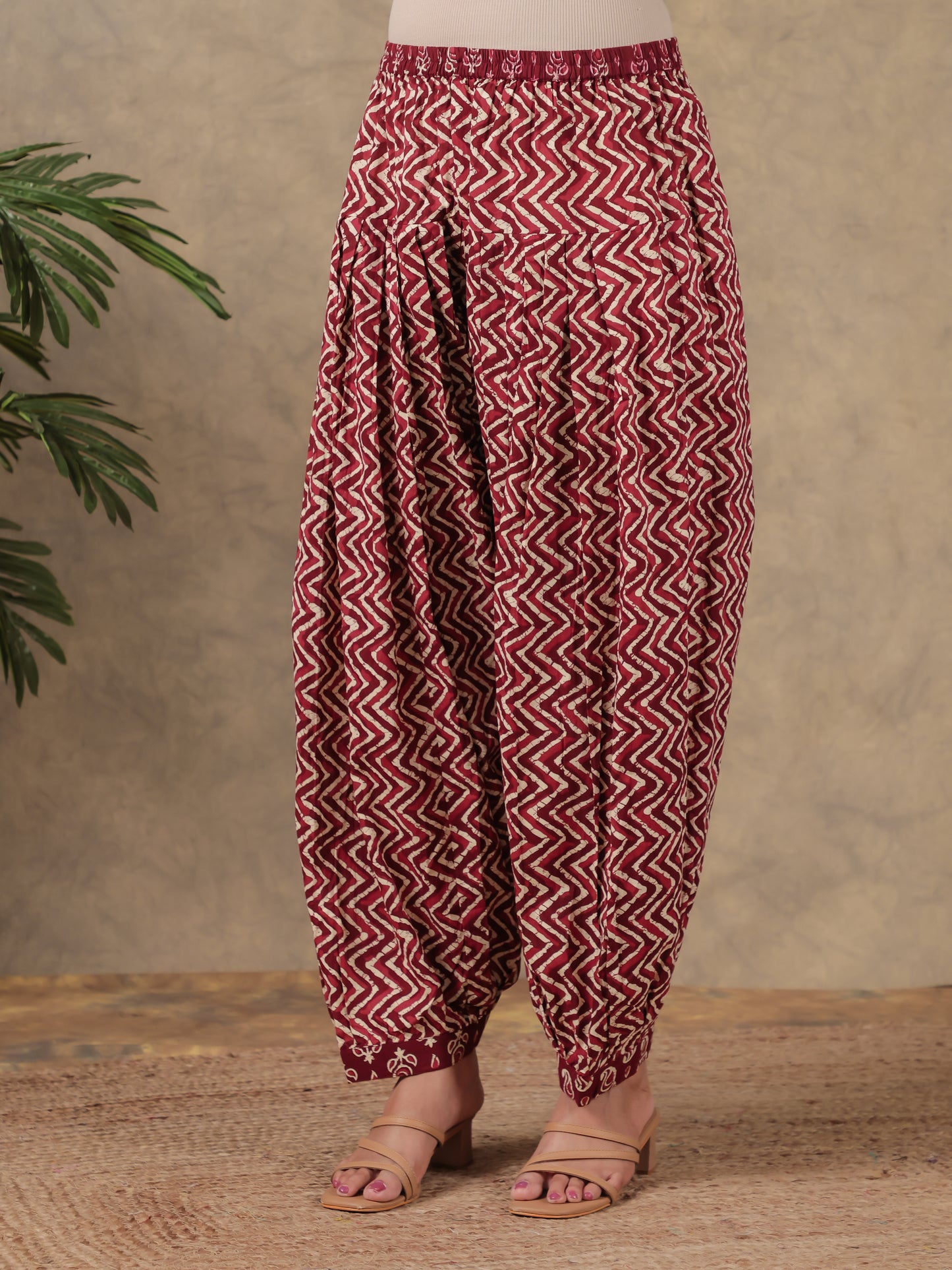 Soft Cotton Chevron Maroon Salwar