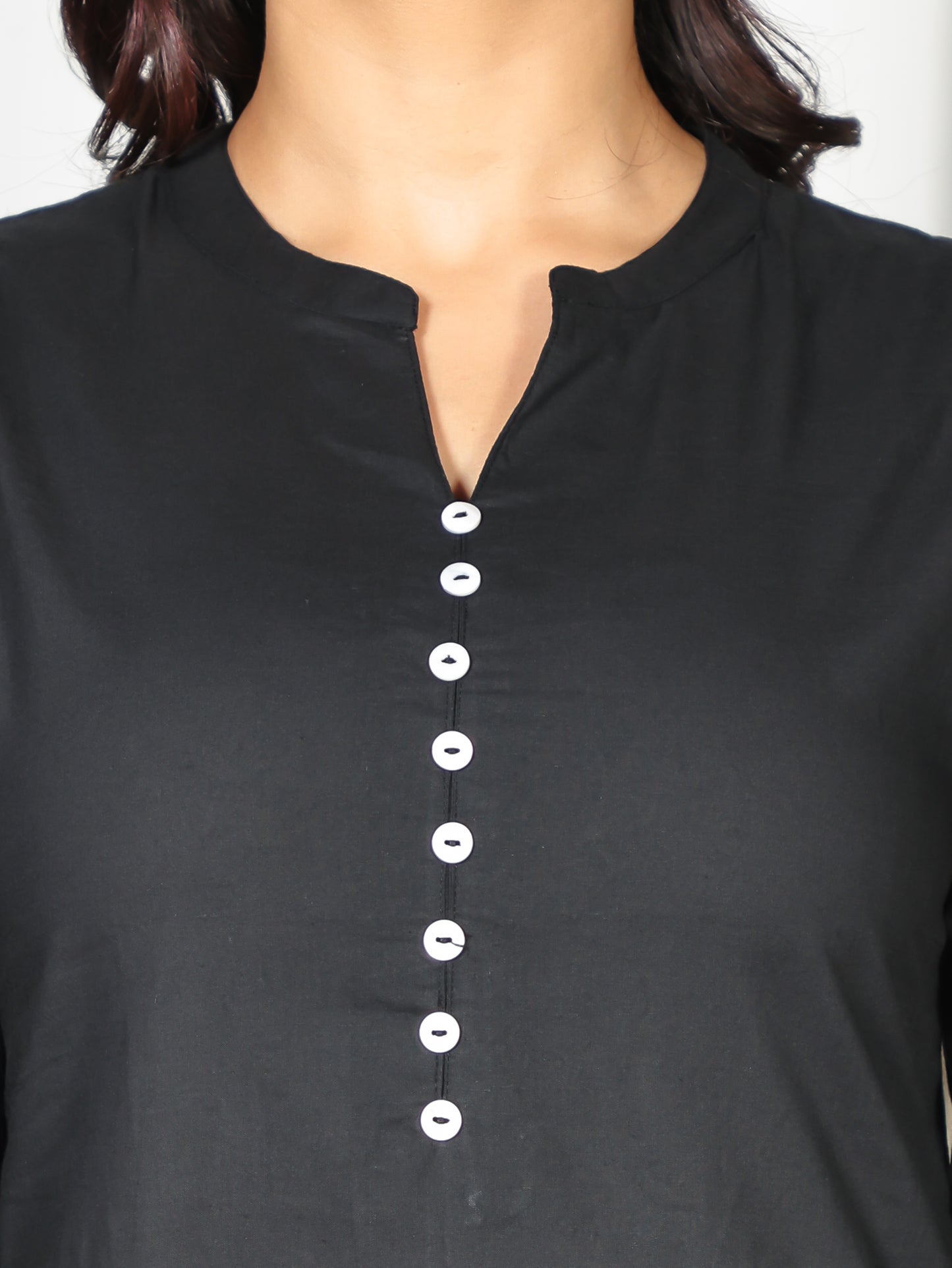 Soft Cotton Solid Straight Black Kurta