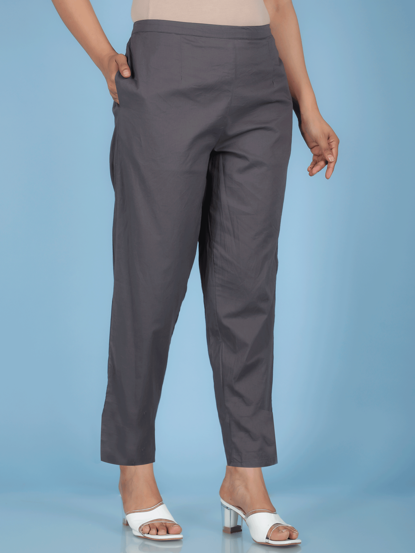 Soft Cotton Solid Straight Grey Kurta