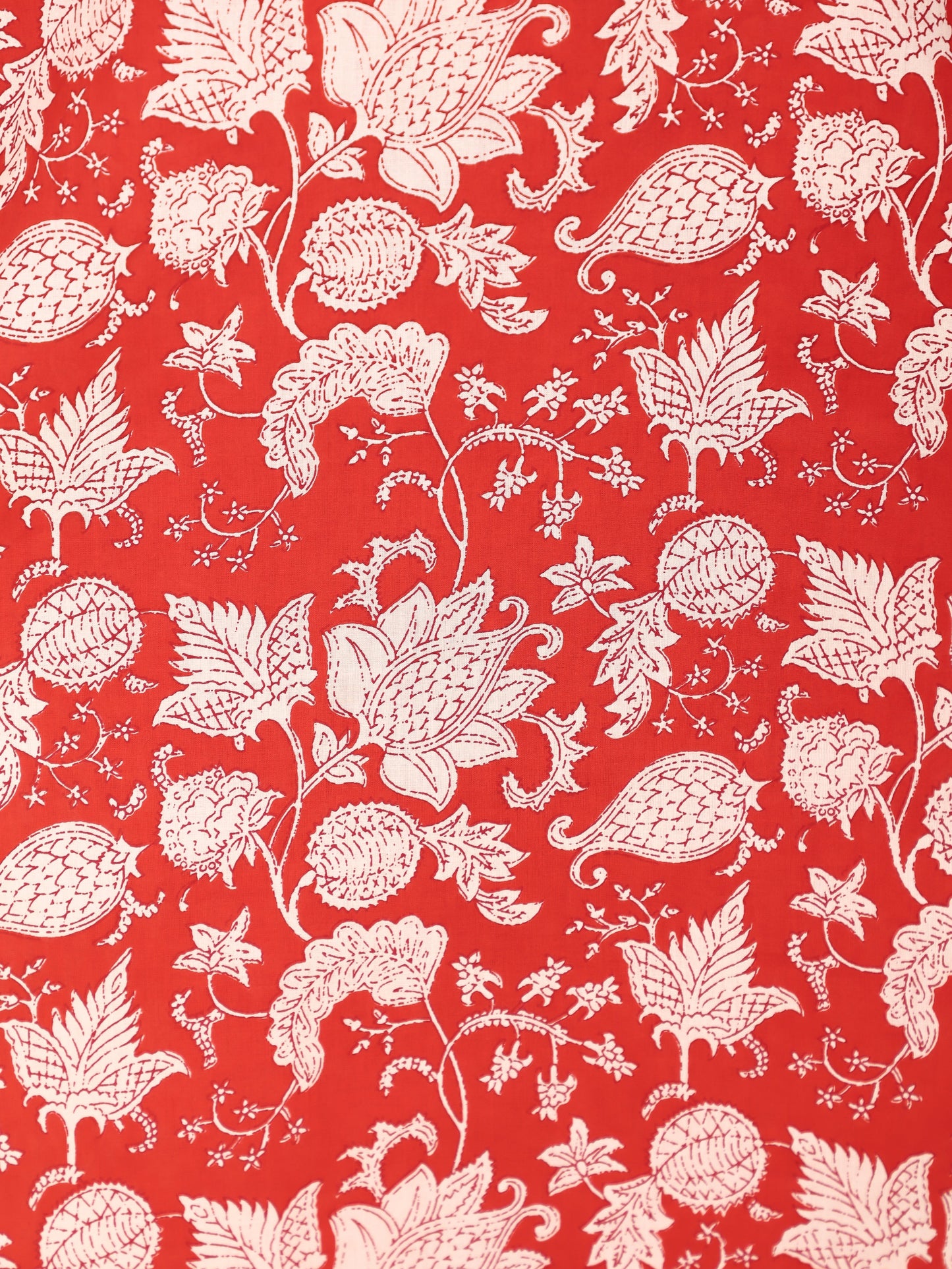Soft Cotton Floral Straight Red Kurta