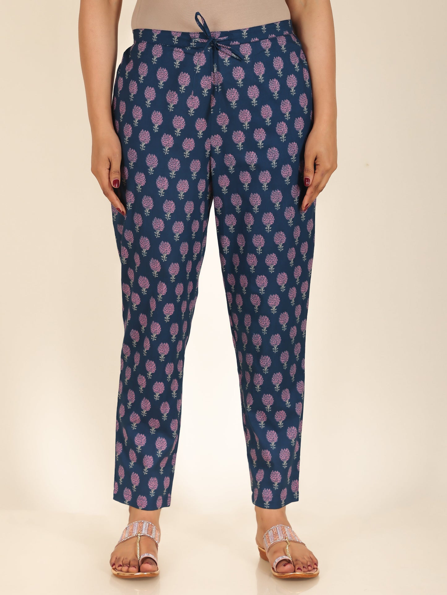 Soft Cotton Floral High Low Blue Kurta