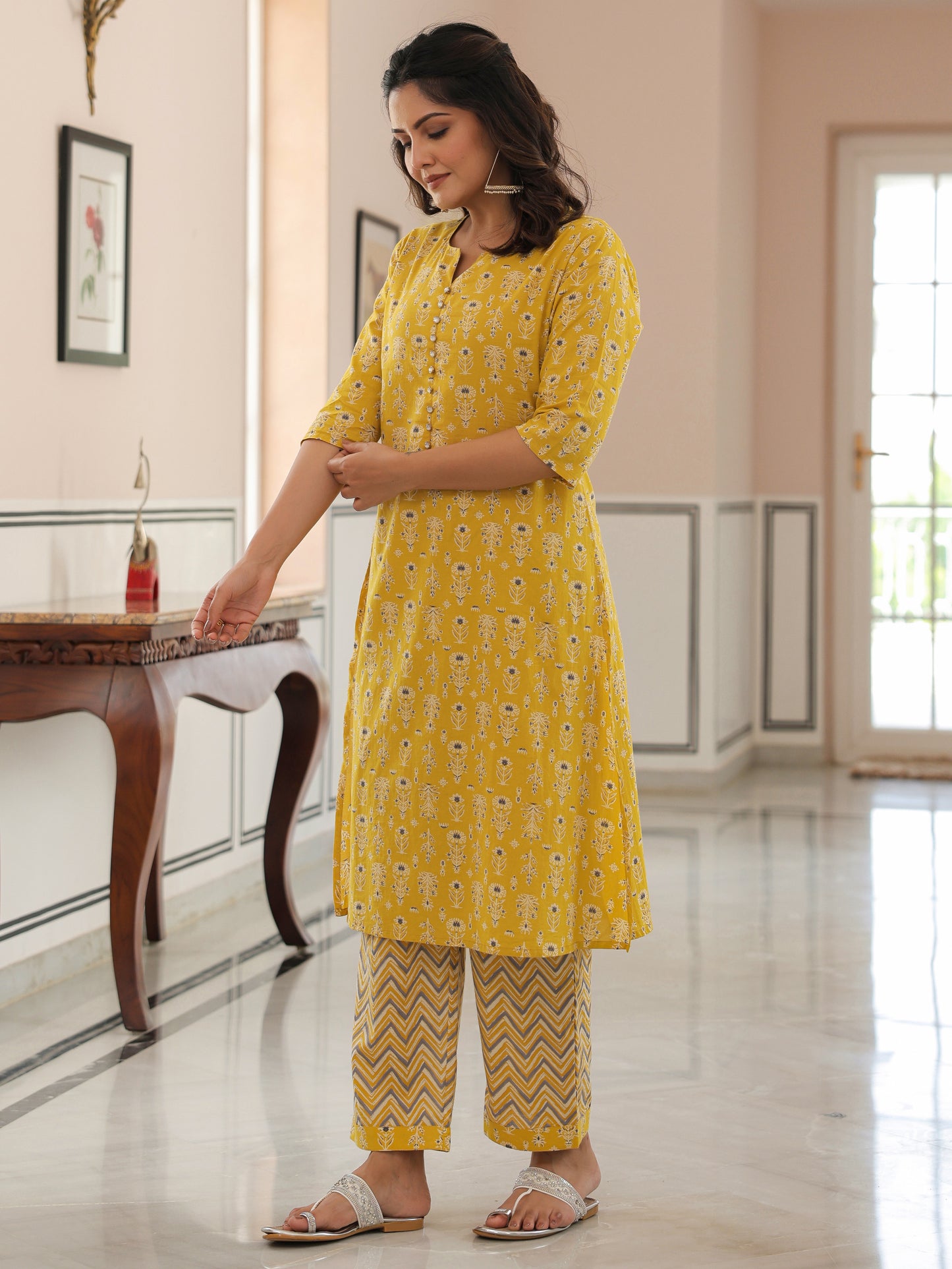 Soft Cotton Gold foil Kurta