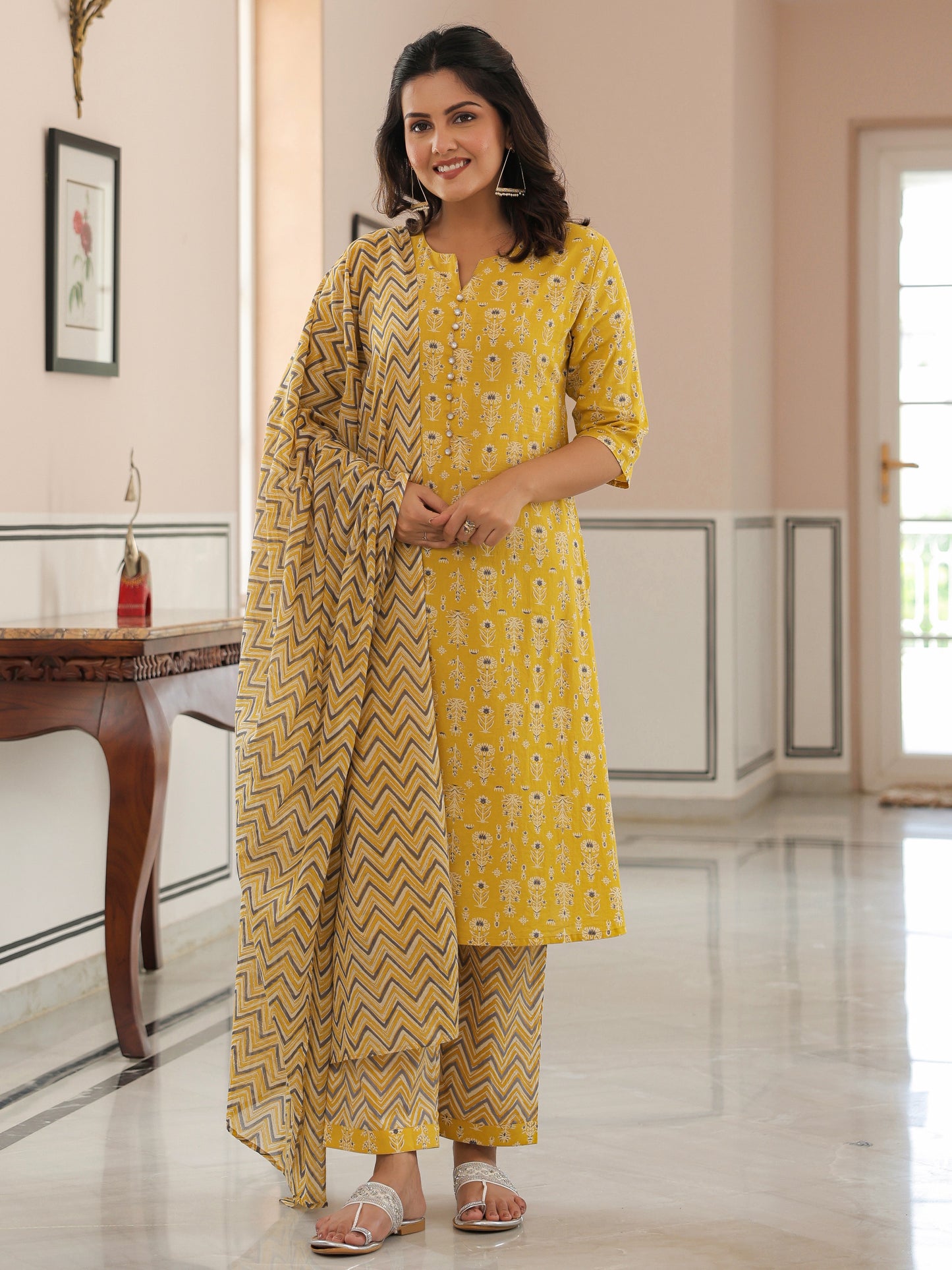 Soft Cotton Gold foil Kurta