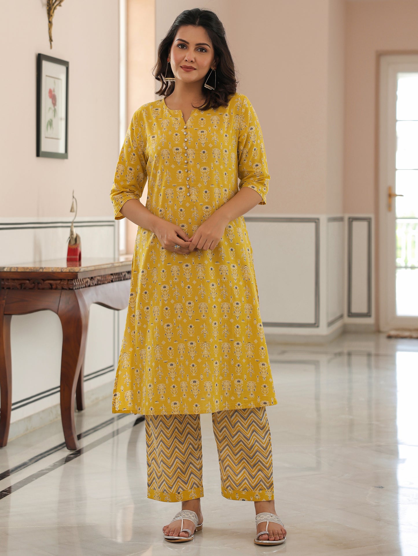 Soft Cotton Gold foil Kurta