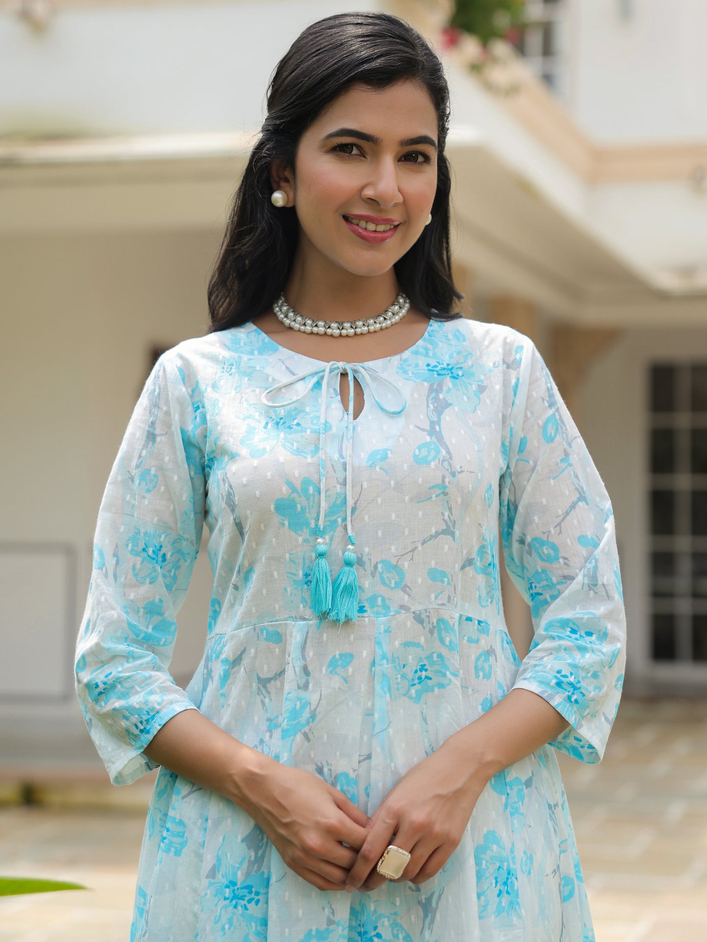 Textured Cotton Floral Kurta