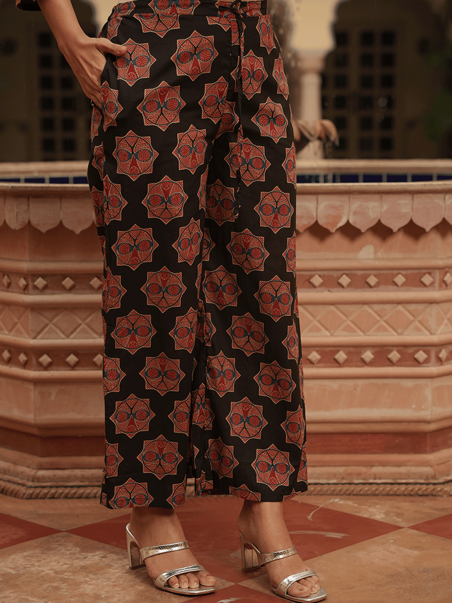 Soft Cotton Ajrakh Black Palazzo