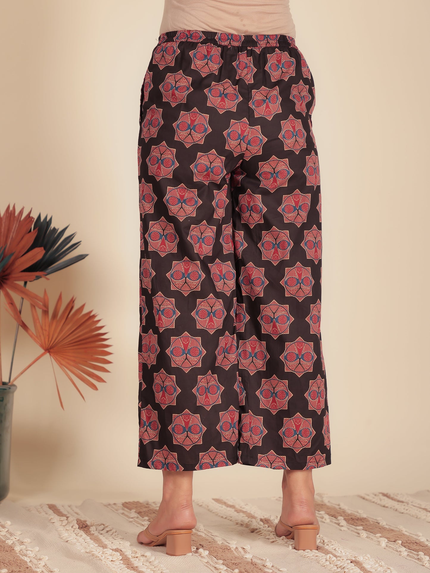 Soft Cotton Ajrakh A-Line Black Kurta