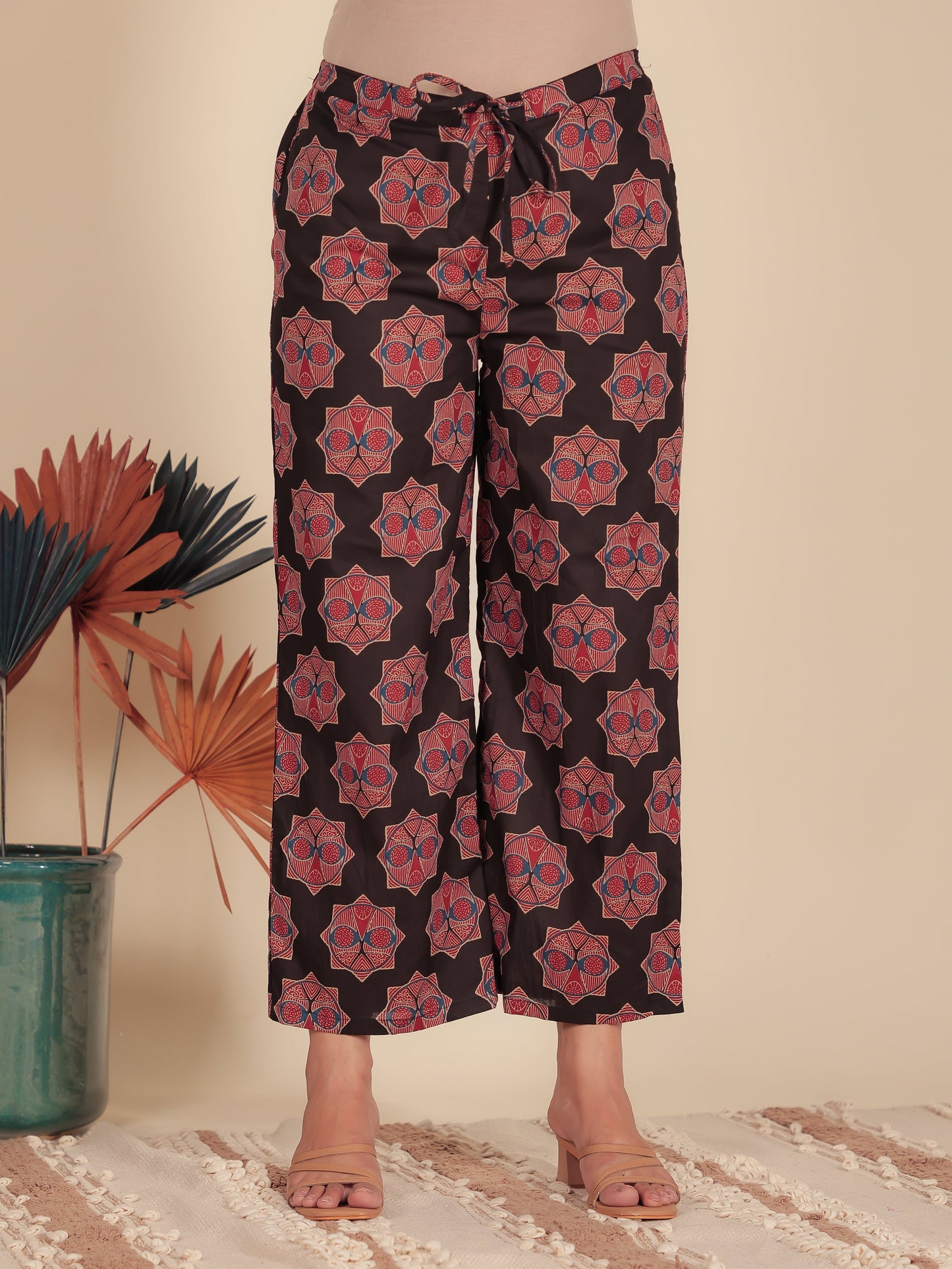 Soft Cotton Ajrakh A-Line Black Kurta