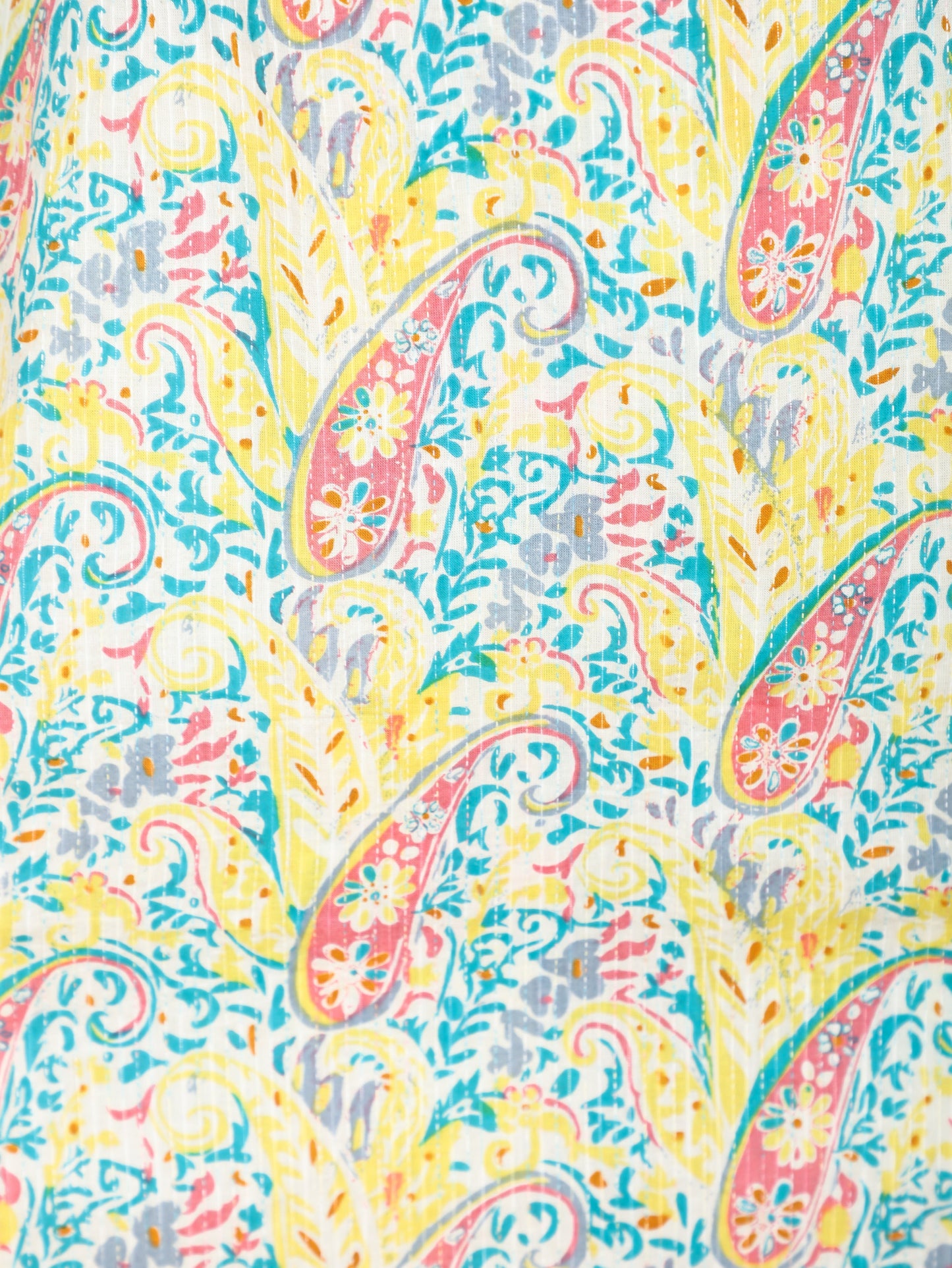 Kantha Cotton Paisley Straight Yellow Kurta