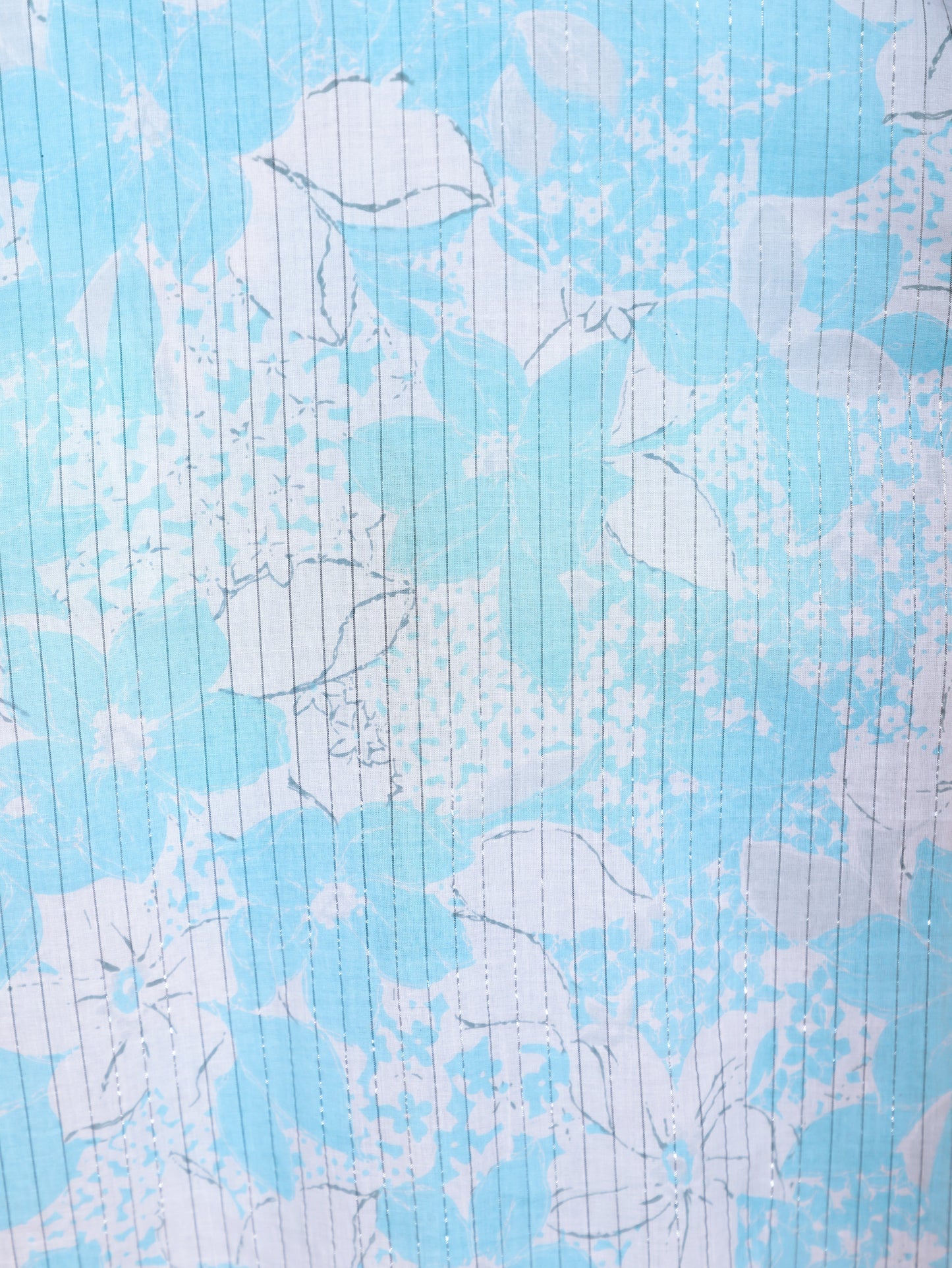 Lurex Cotton Floral Straight Blue Kurta