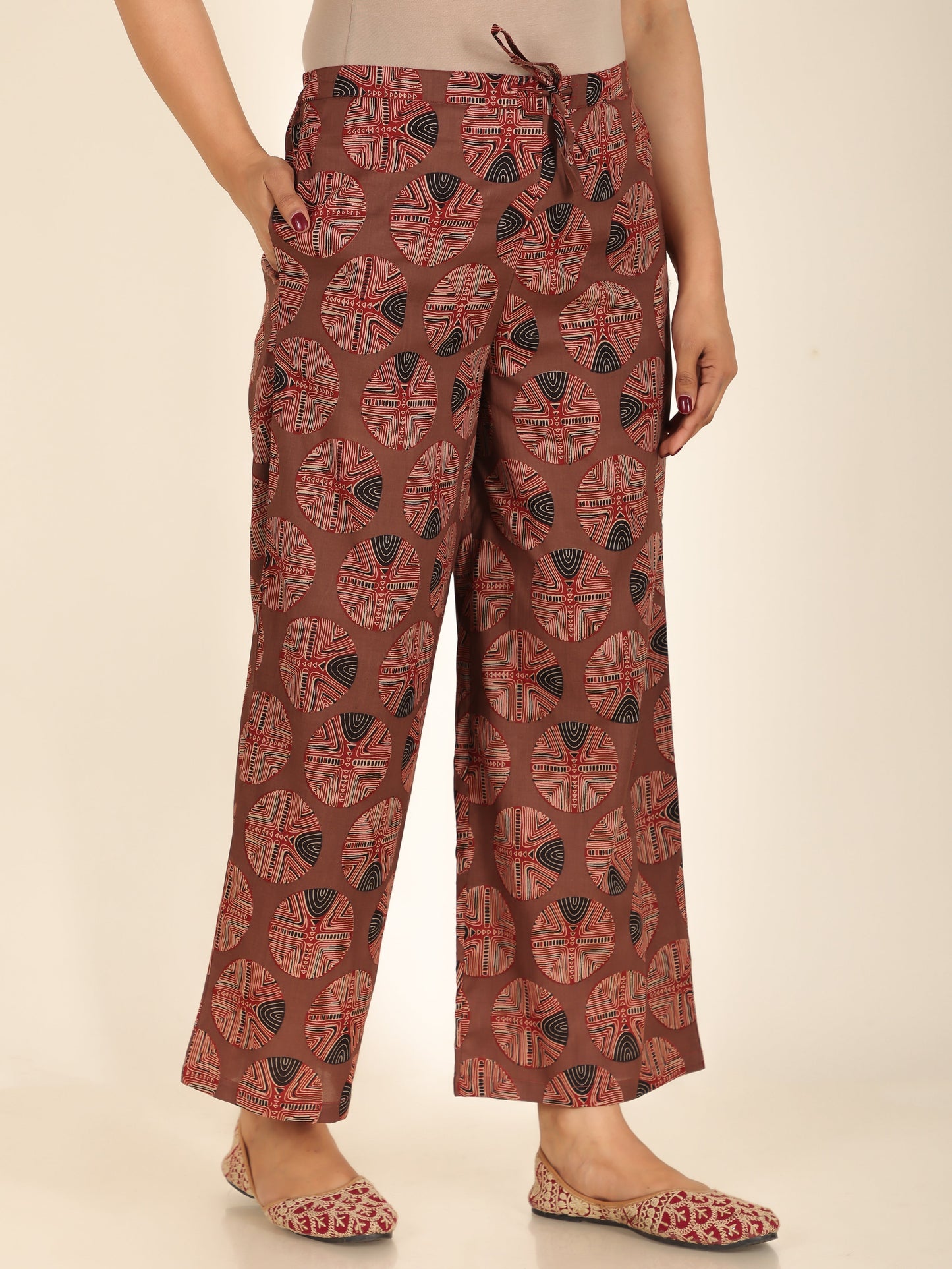 Soft Cotton Abstract Straight Brown Kurta