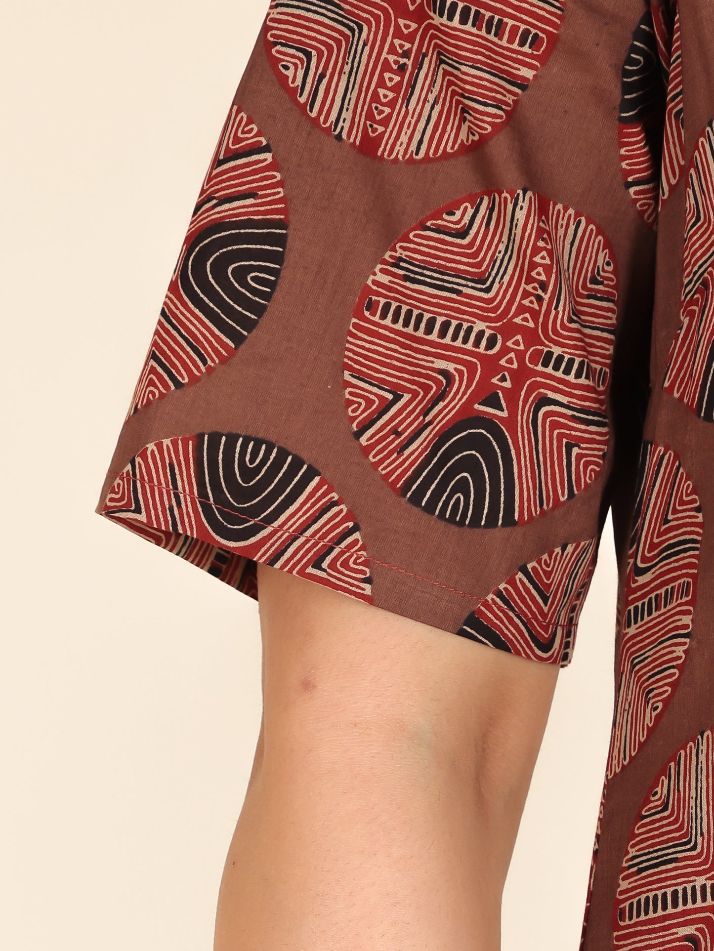 Soft Cotton Abstract Straight Brown Kurta