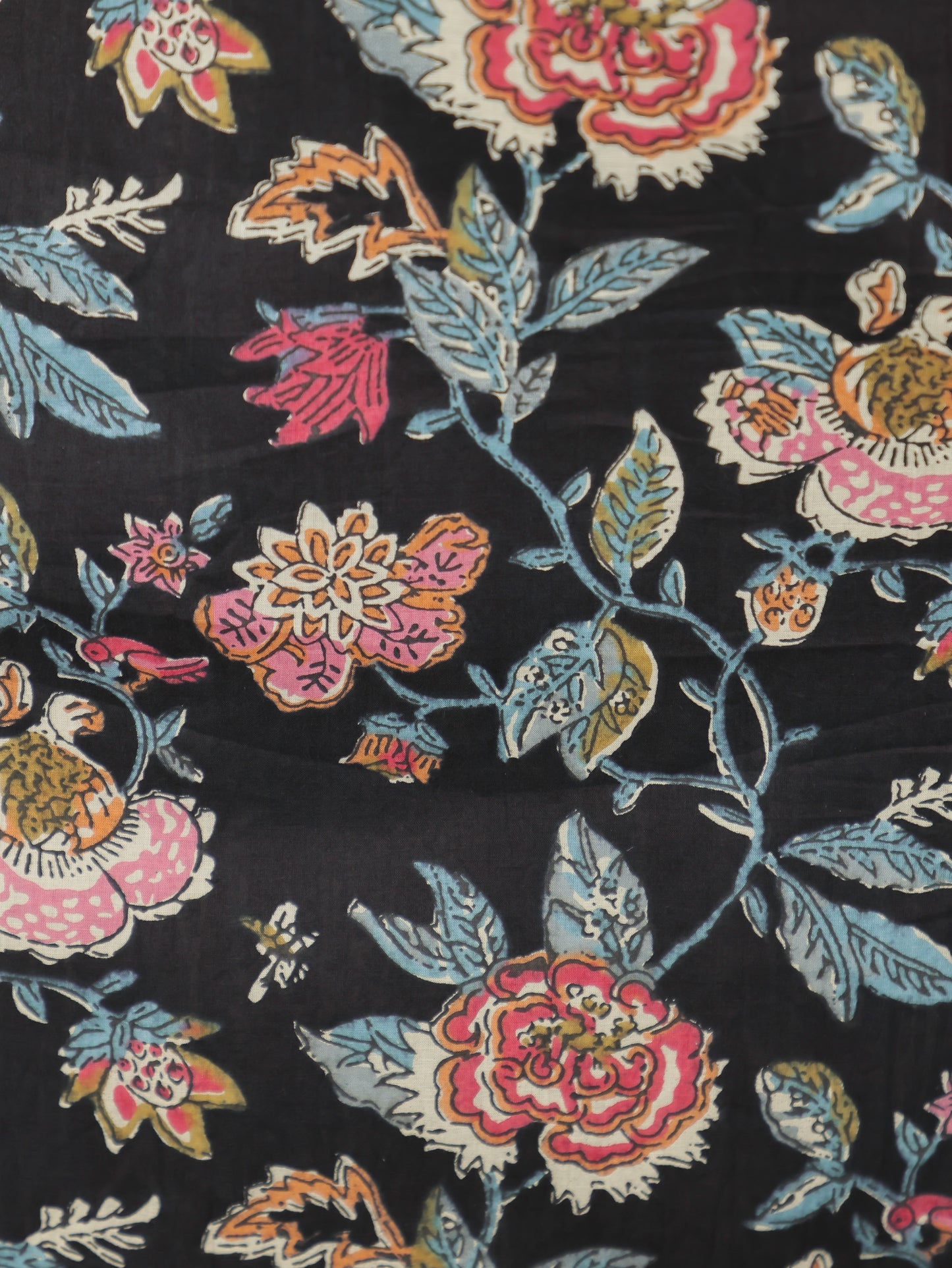 Soft Cotton Floral Straight Black Kurta