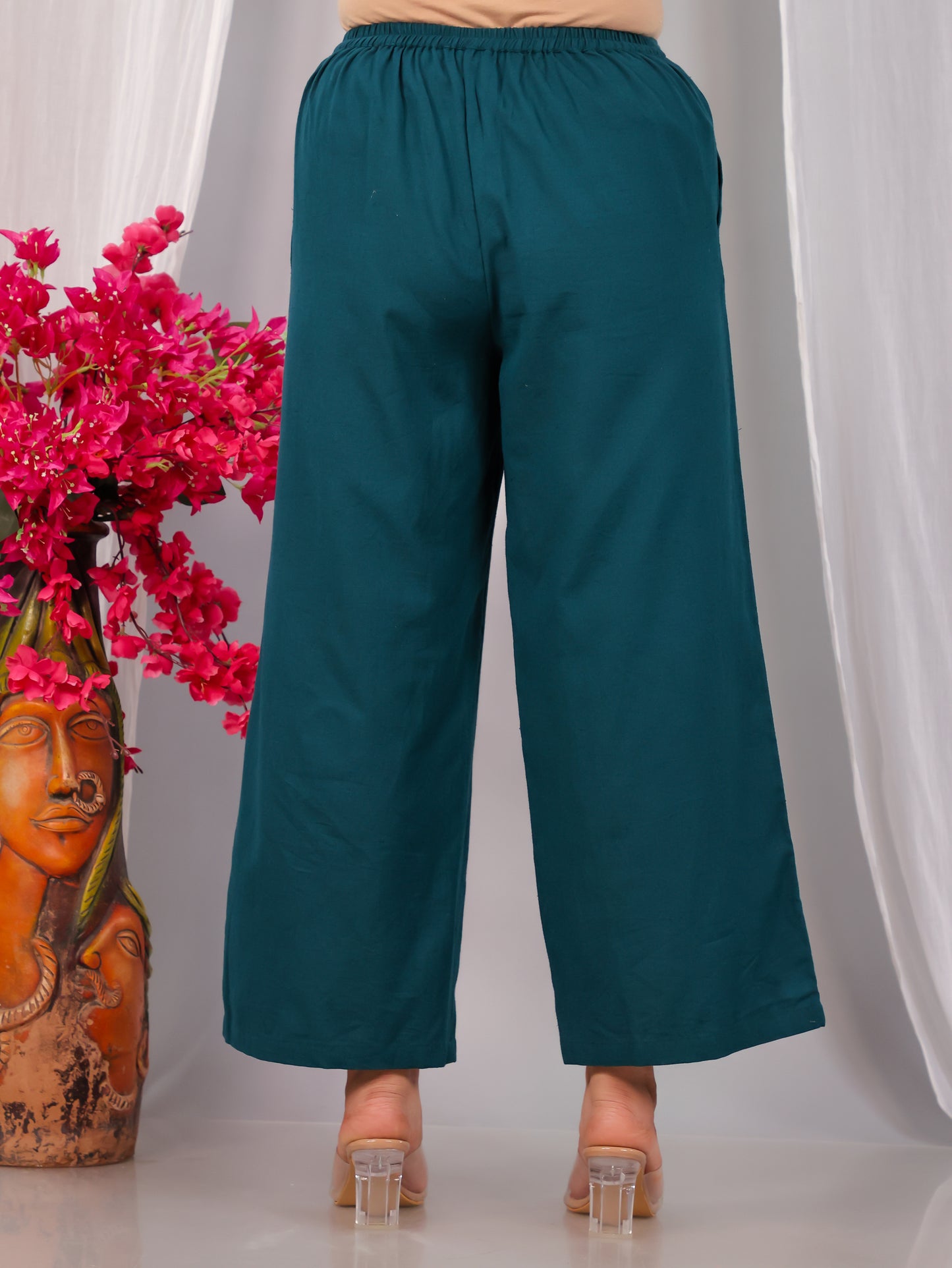Linen Cotton Foliage Straight Green Kurta