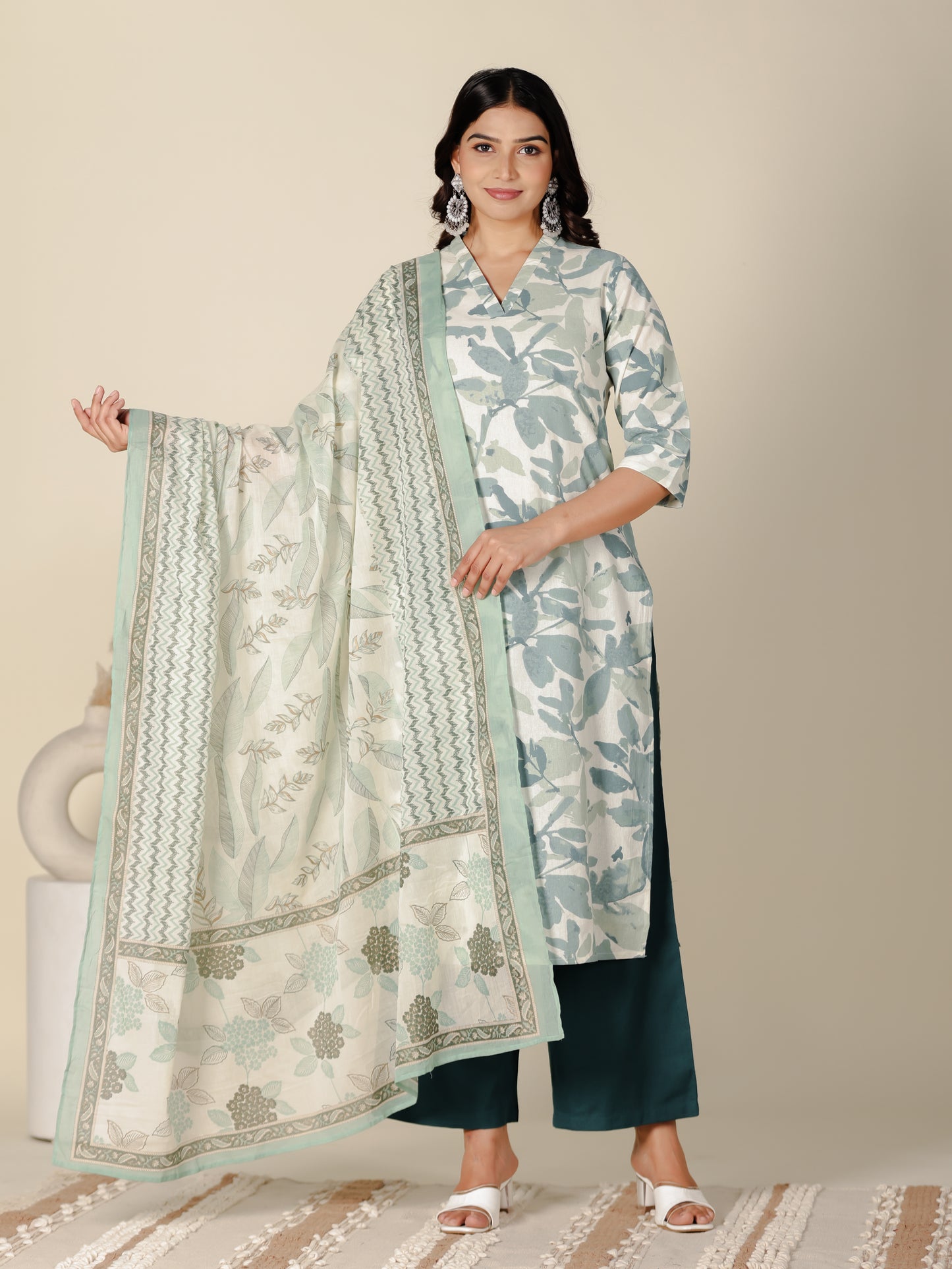 Linen Cotton Foliage Kurta