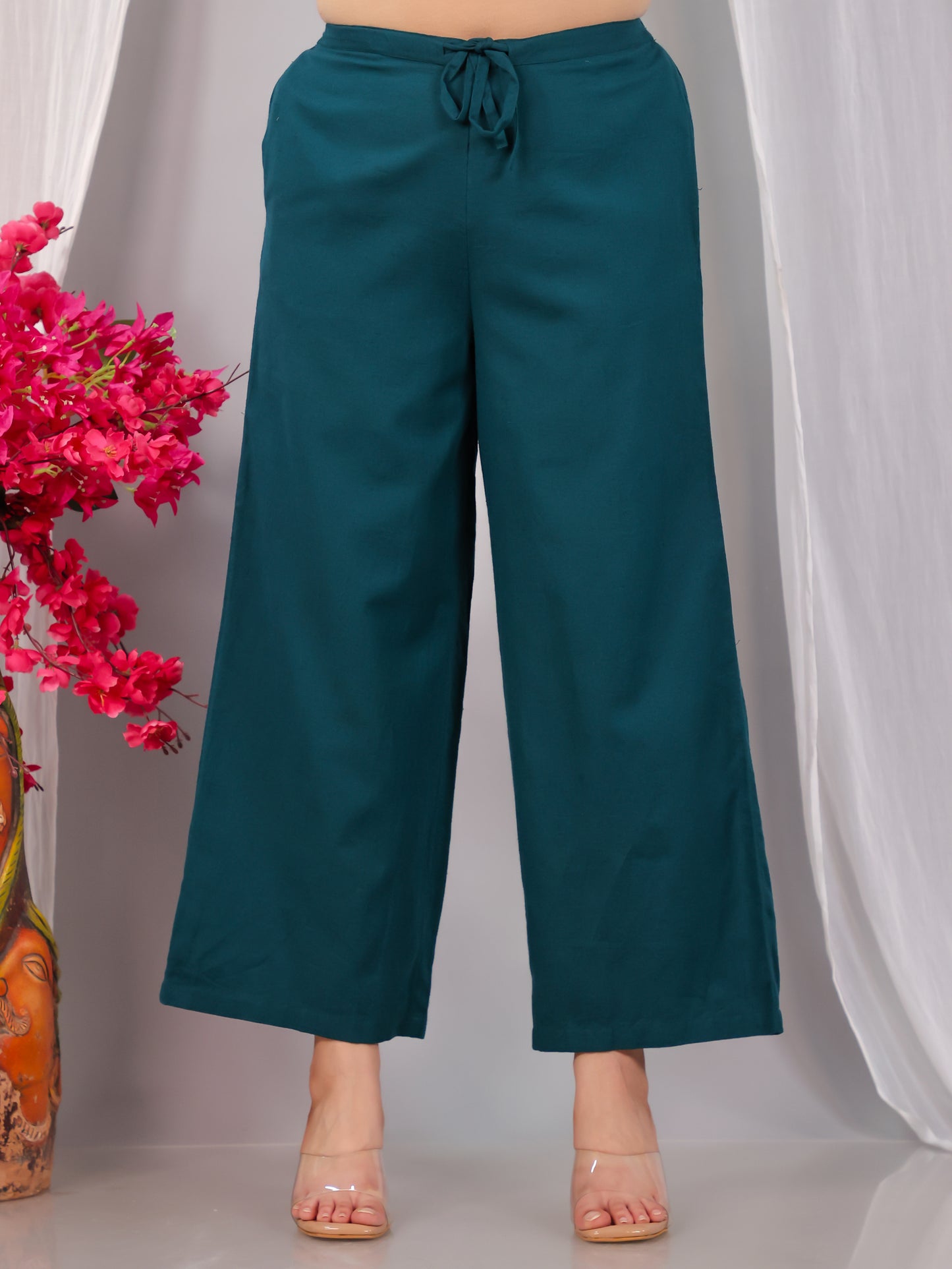 Linen Cotton Foliage Straight Green Kurta