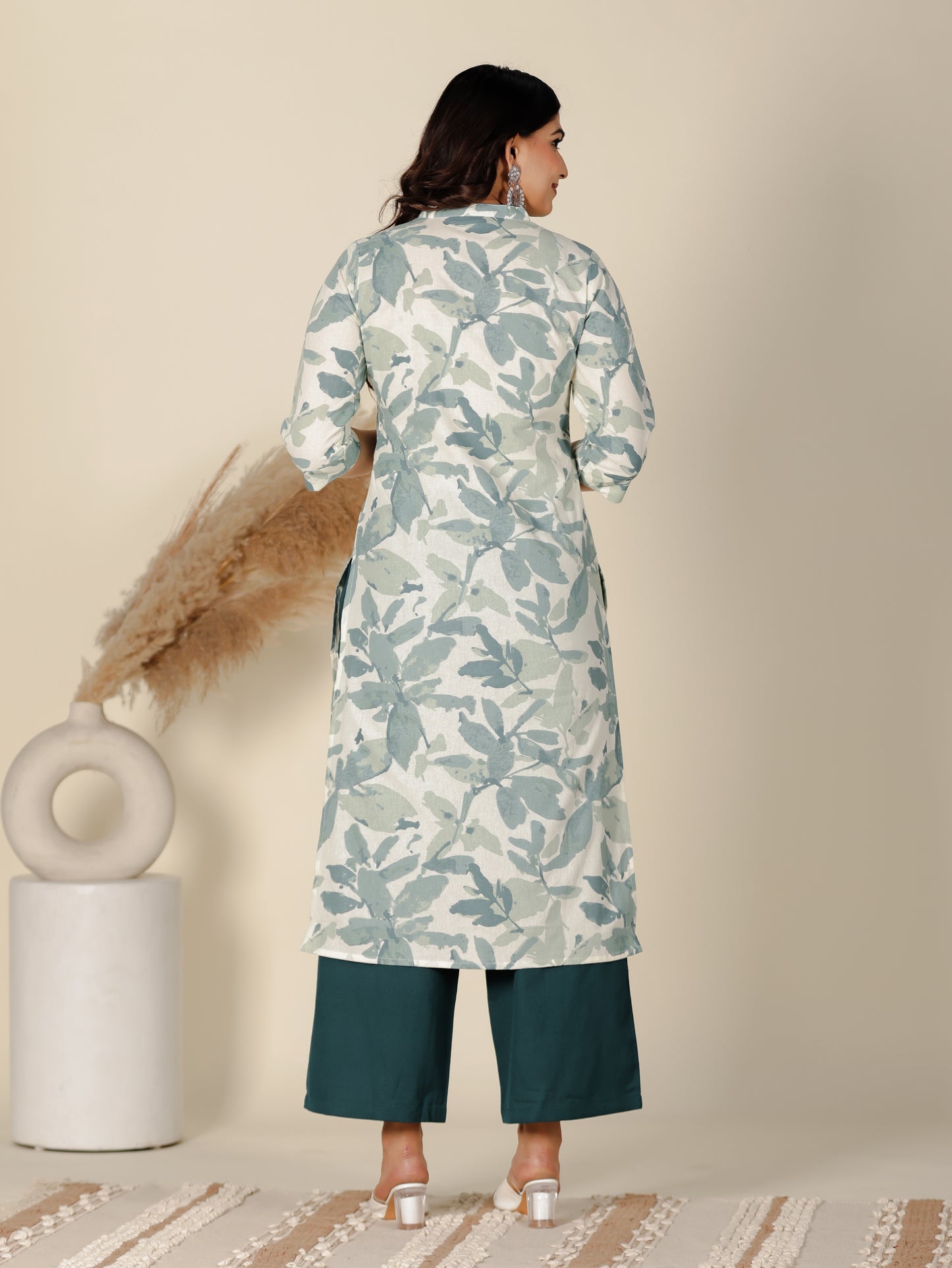 Linen Cotton Foliage Kurta