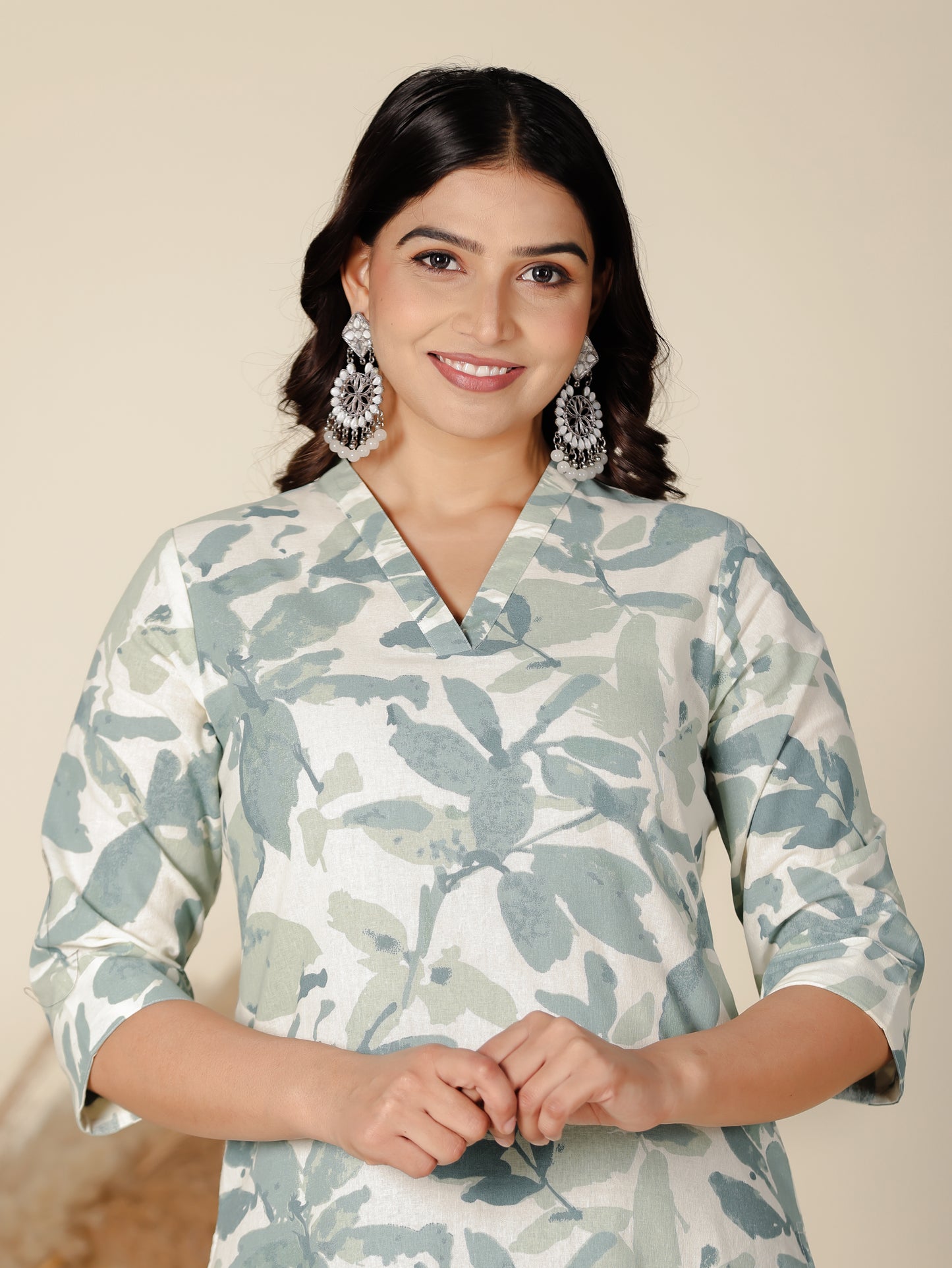 Linen Cotton Foliage Kurta