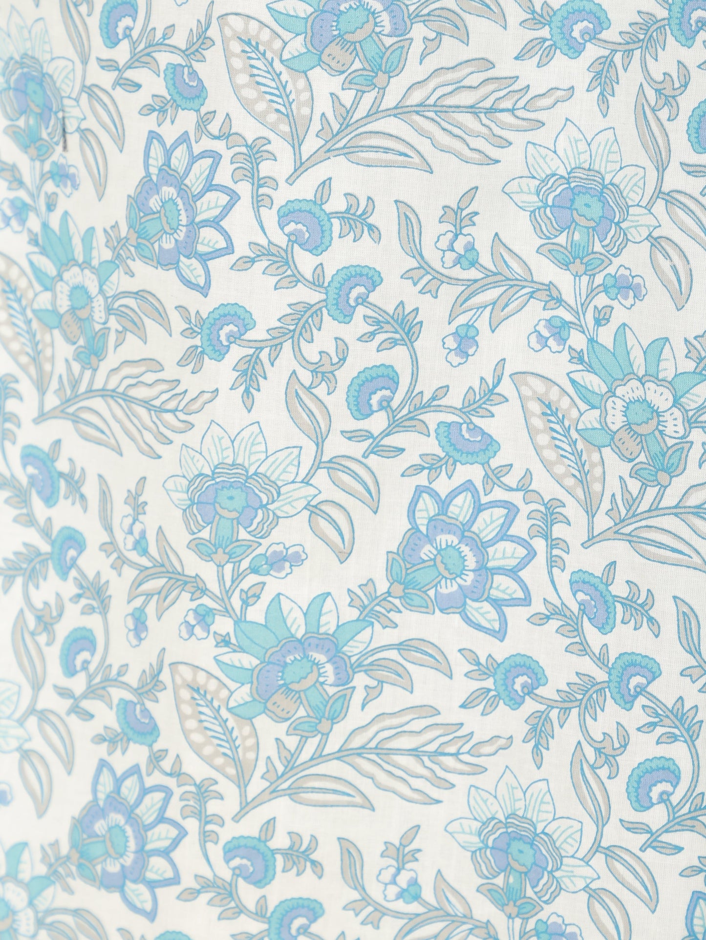 Soft Cotton Floral A-line Blue Kurta