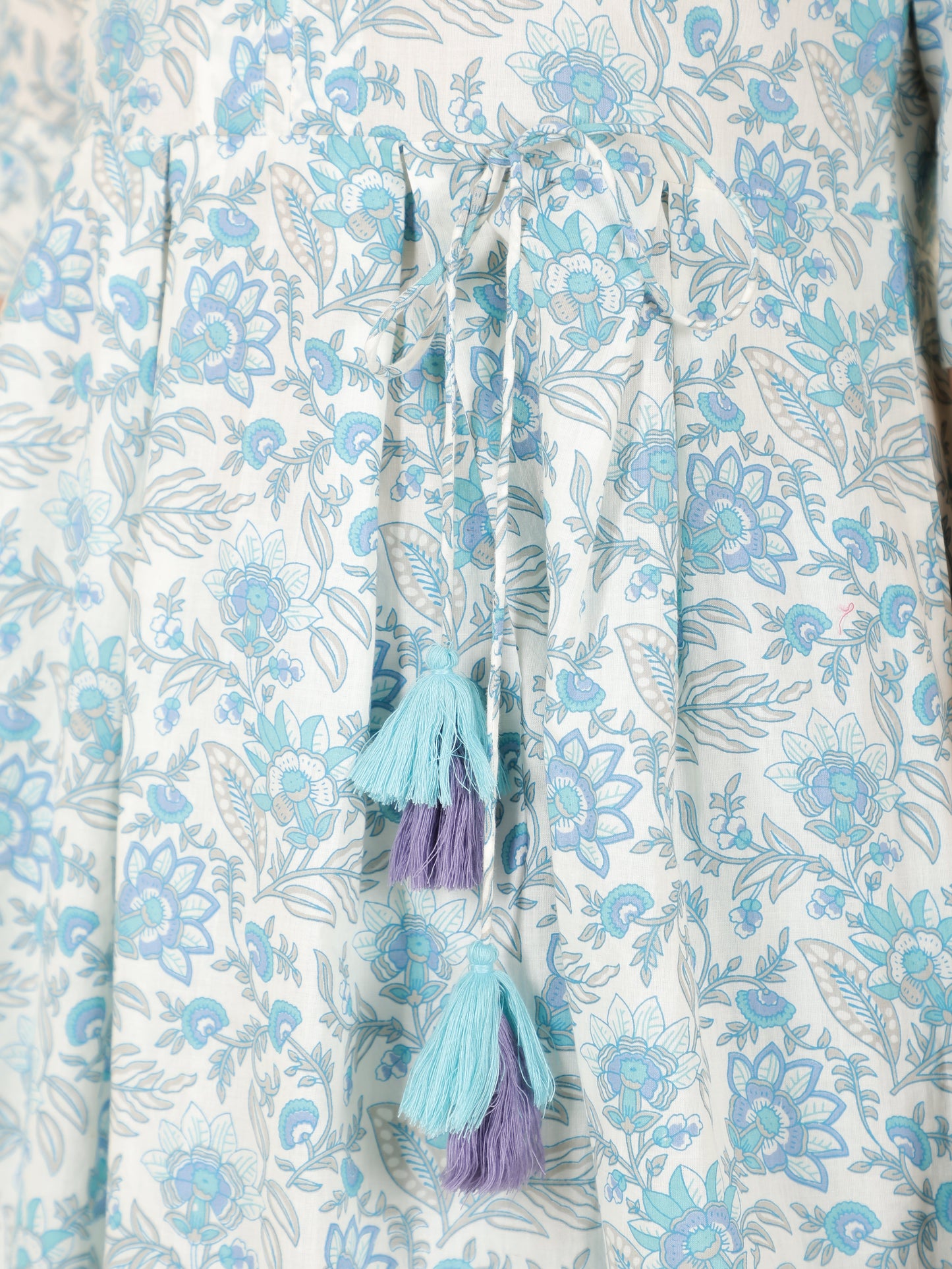 Soft Cotton Floral A-line Blue Kurta