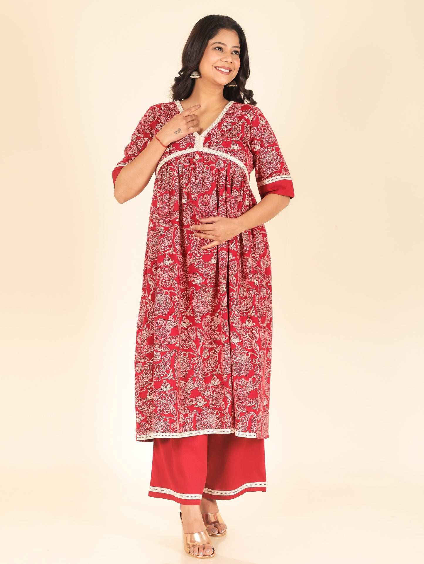 Linen Cotton Floral Kurta