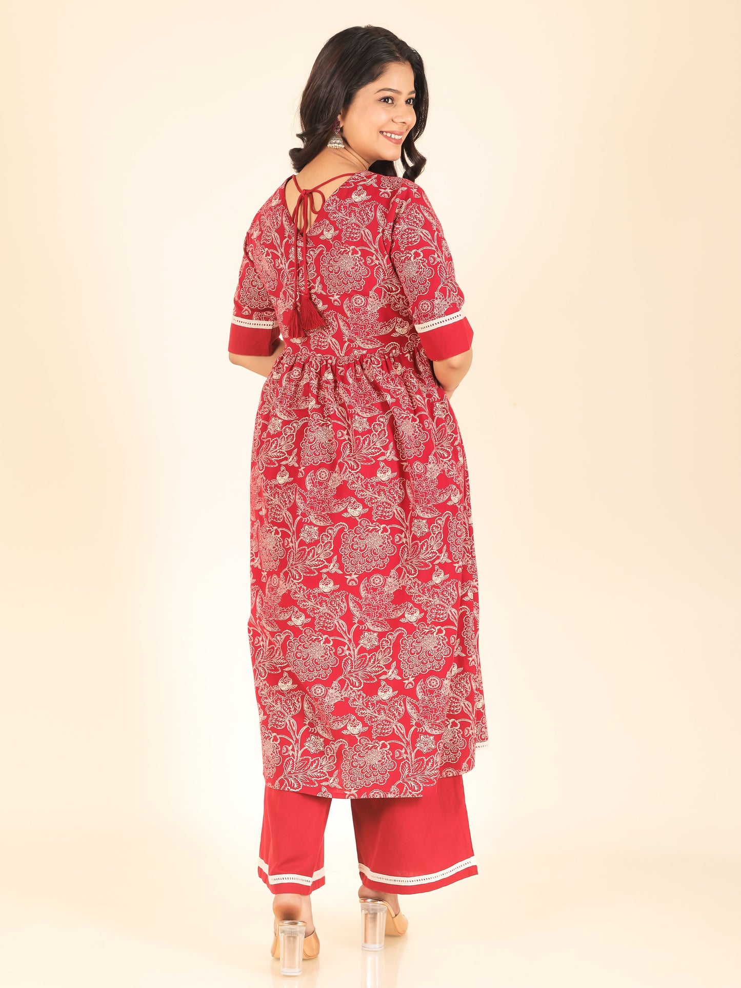 Linen Cotton Floral Kurta