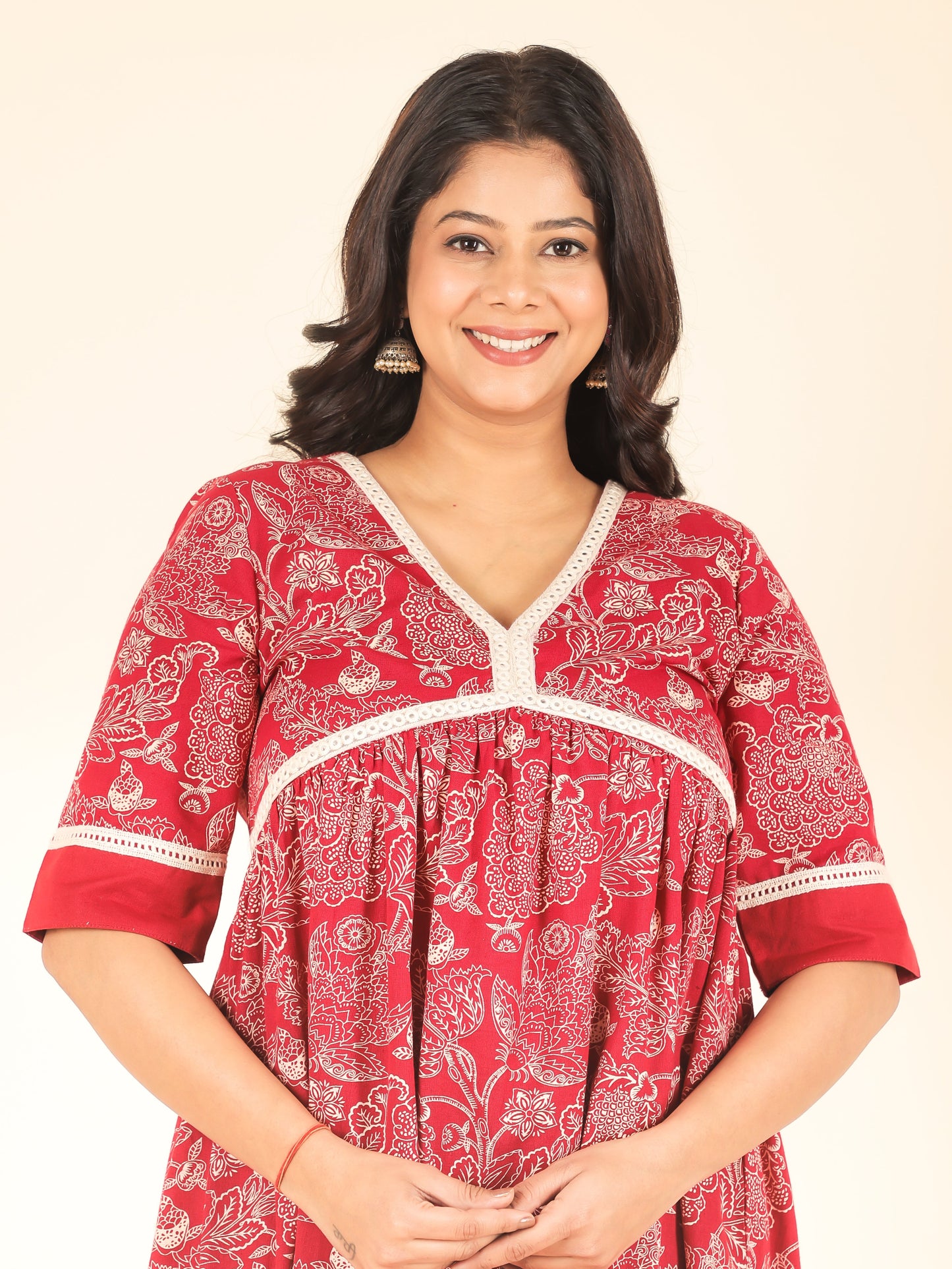 Linen Cotton Floral Kurta