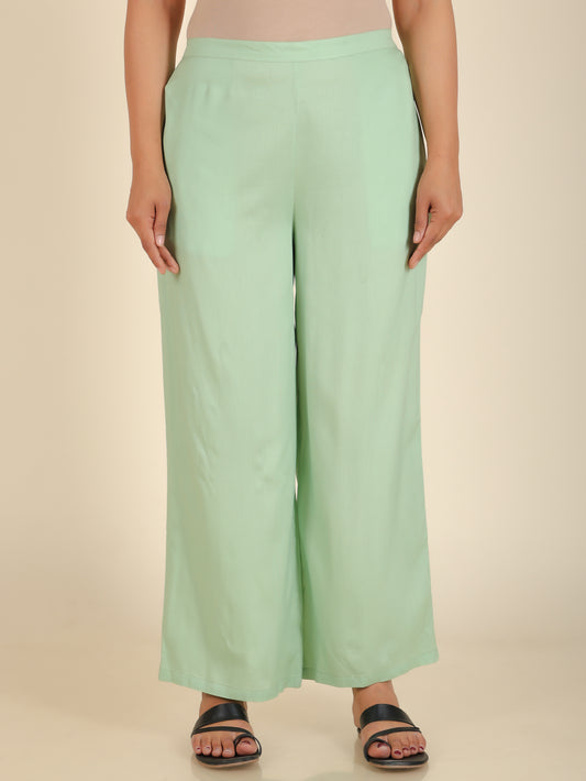 Viscose Solid Green Palazzo