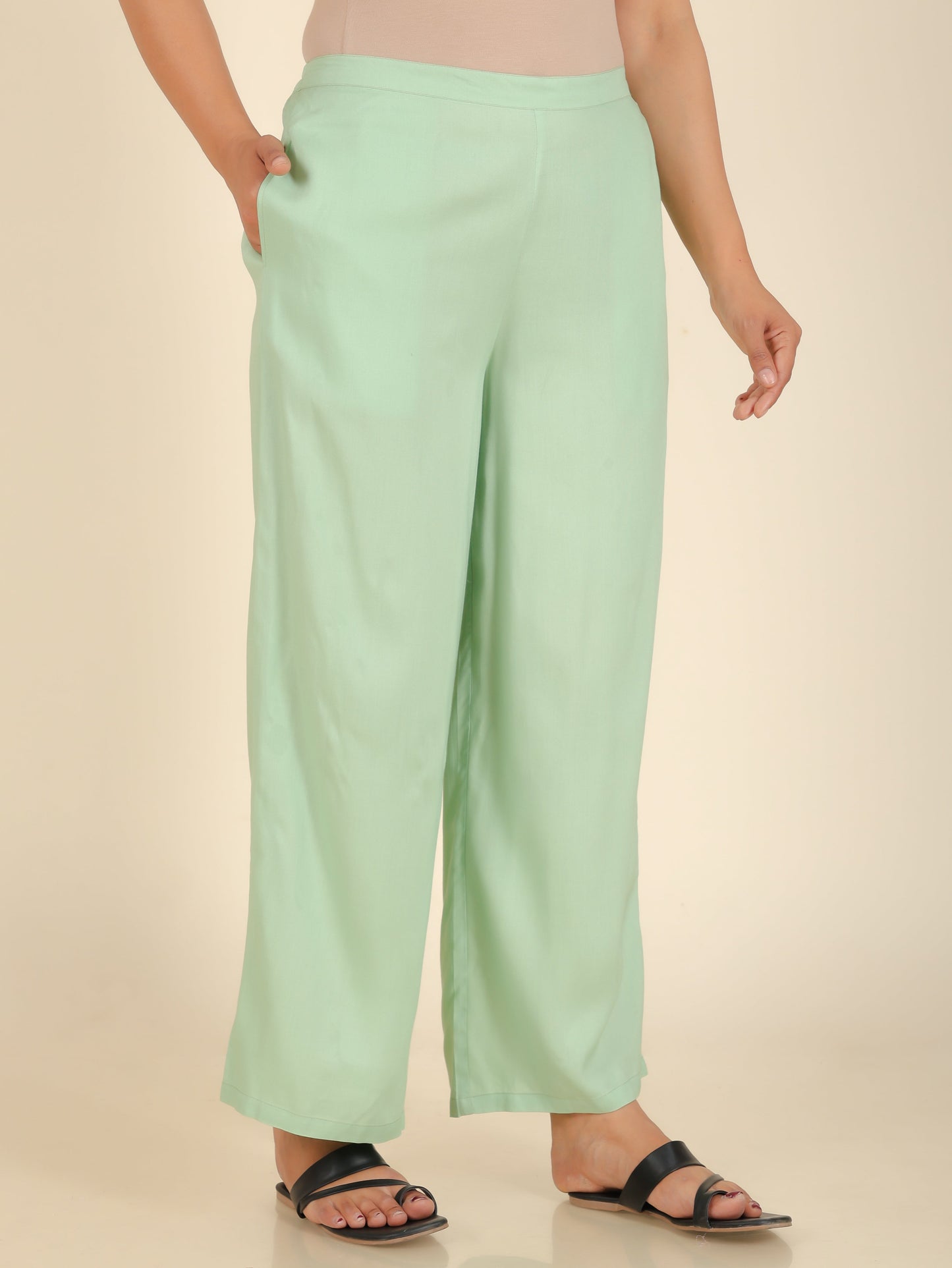 Viscose Solid Pathani Green Kurta