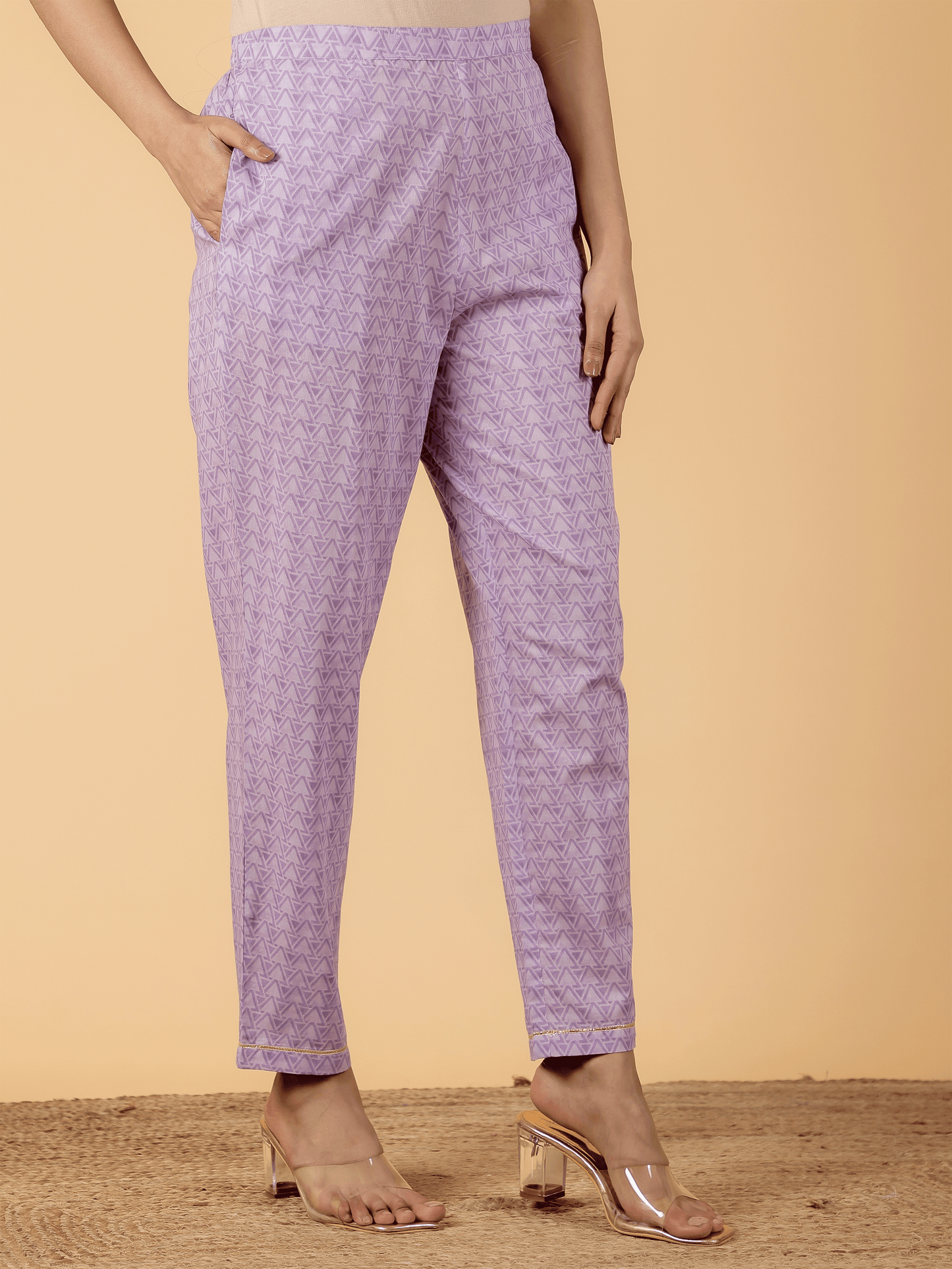 Soft Cotton Foliage Anarkali Purple Kurta