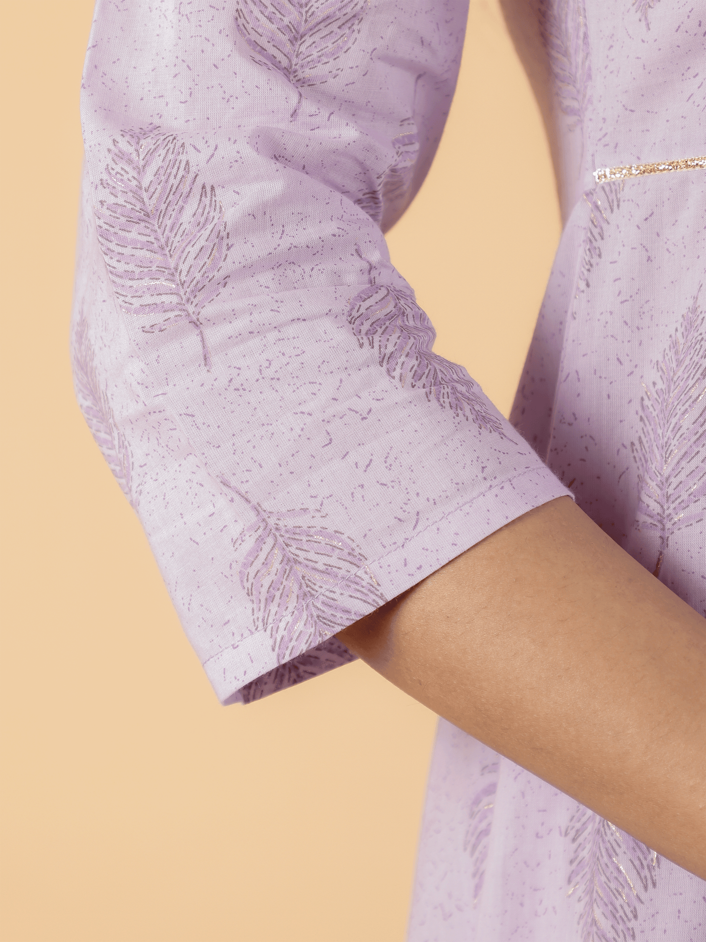 Soft Cotton Foliage Anarkali Purple Kurta