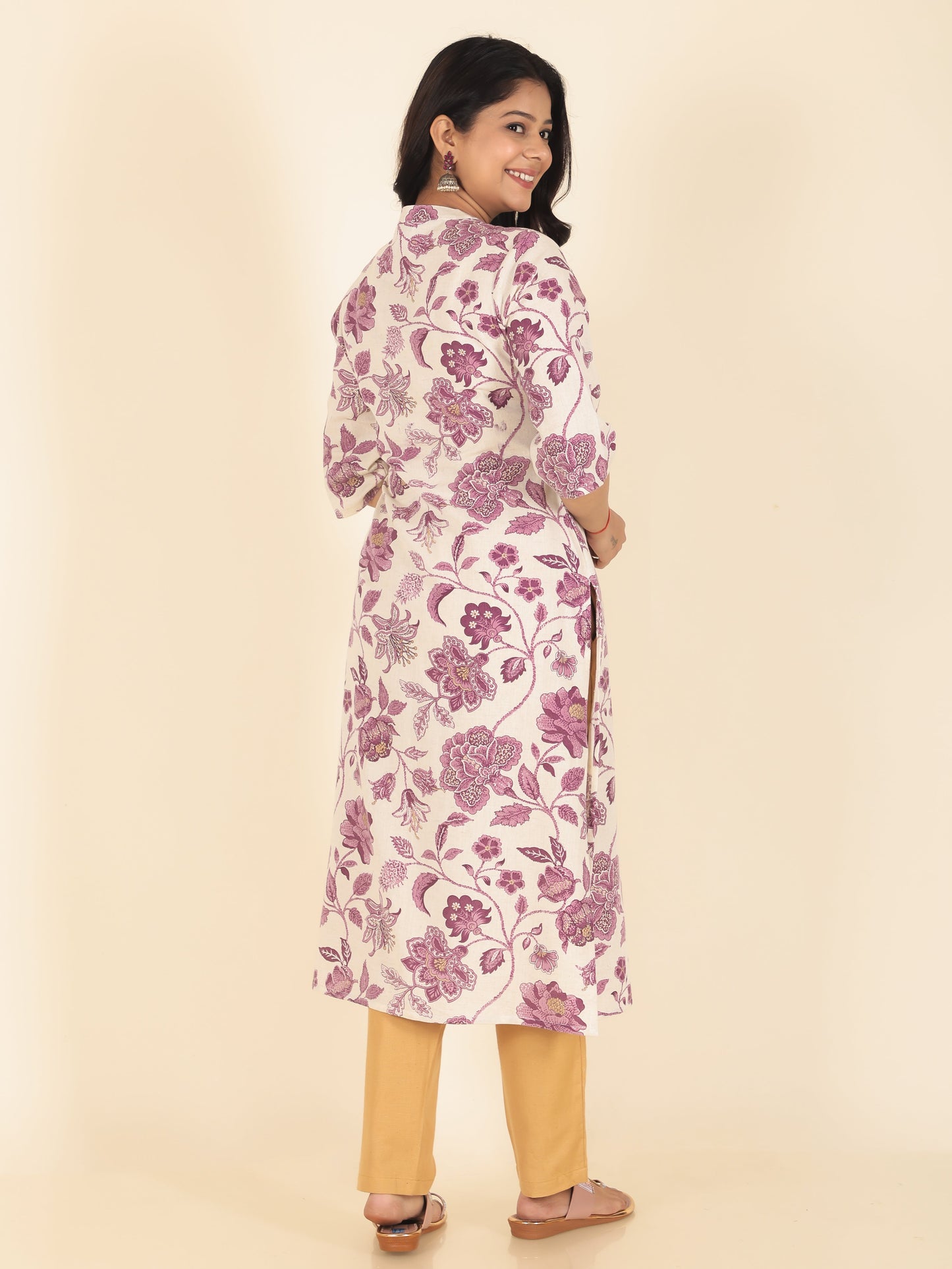 Linen Cotton Floral Kurta