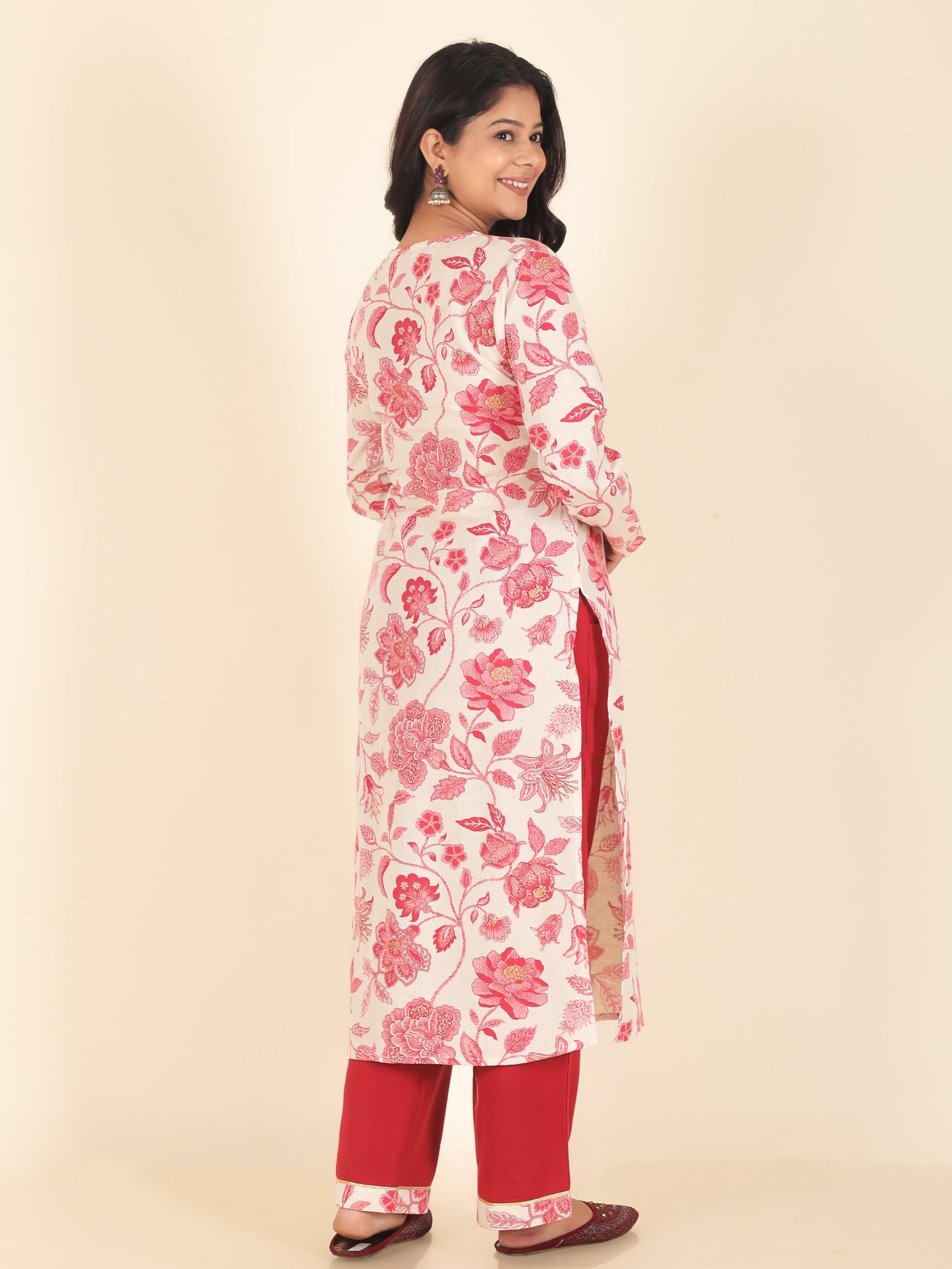 Linen Cotton Floral Kurta