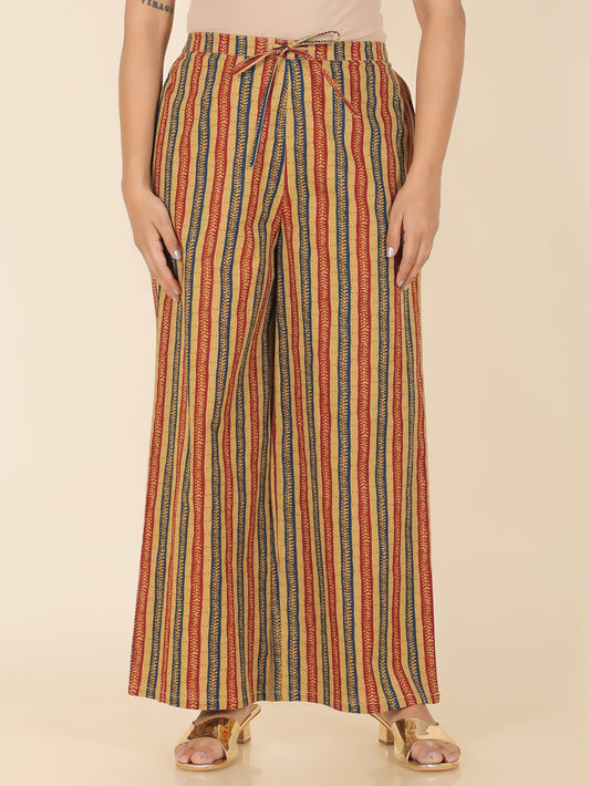 Soft Cotton Striped Yellow Palazzo