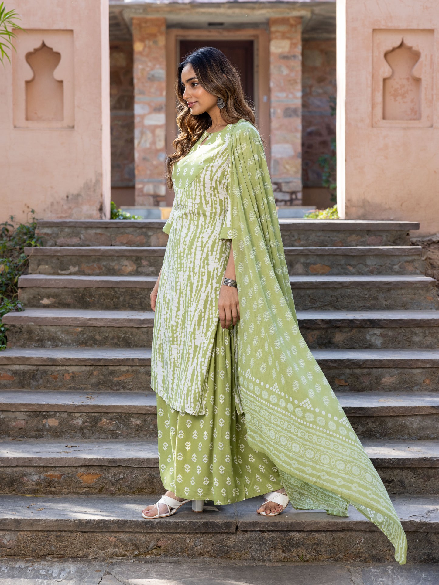 Viscose Tie-Dye Green Kurta