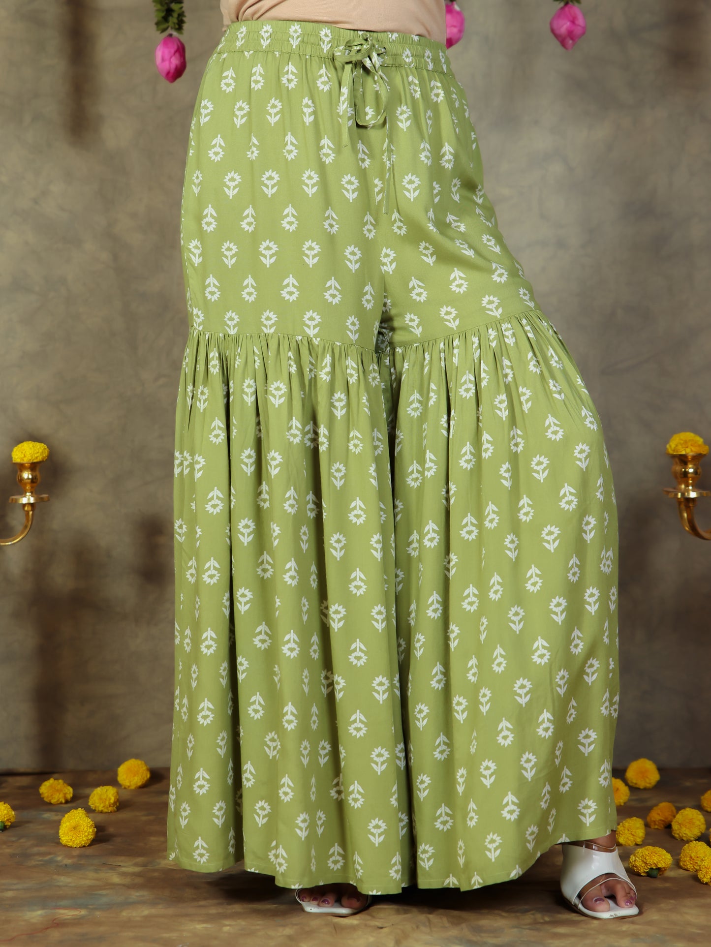 Viscose Tie-Dye Straight Green Kurta