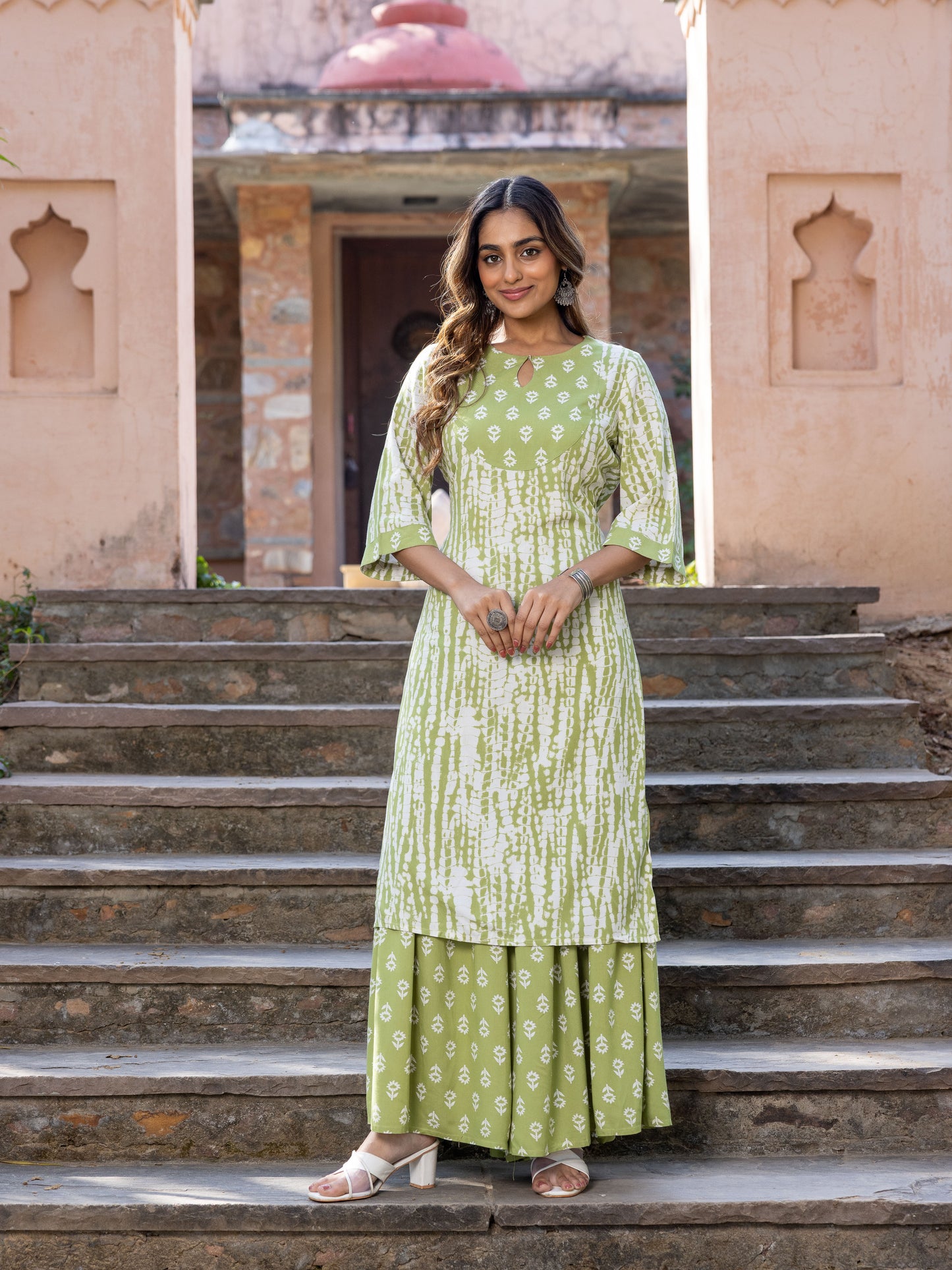 Viscose Tie-Dye Green Kurta